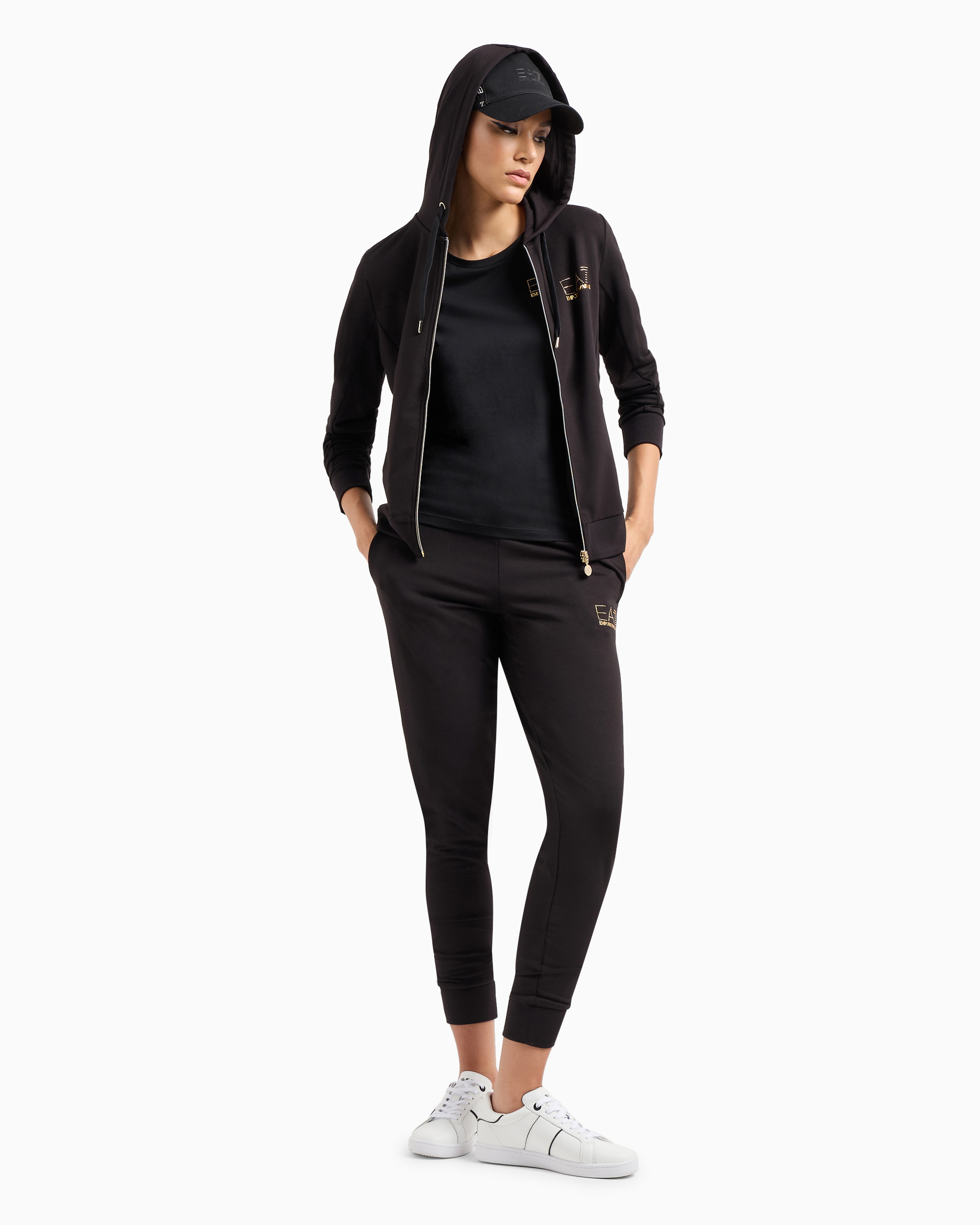 Shop Ea7 Evolution Stretch Viscose-blend Tracksuit In Black