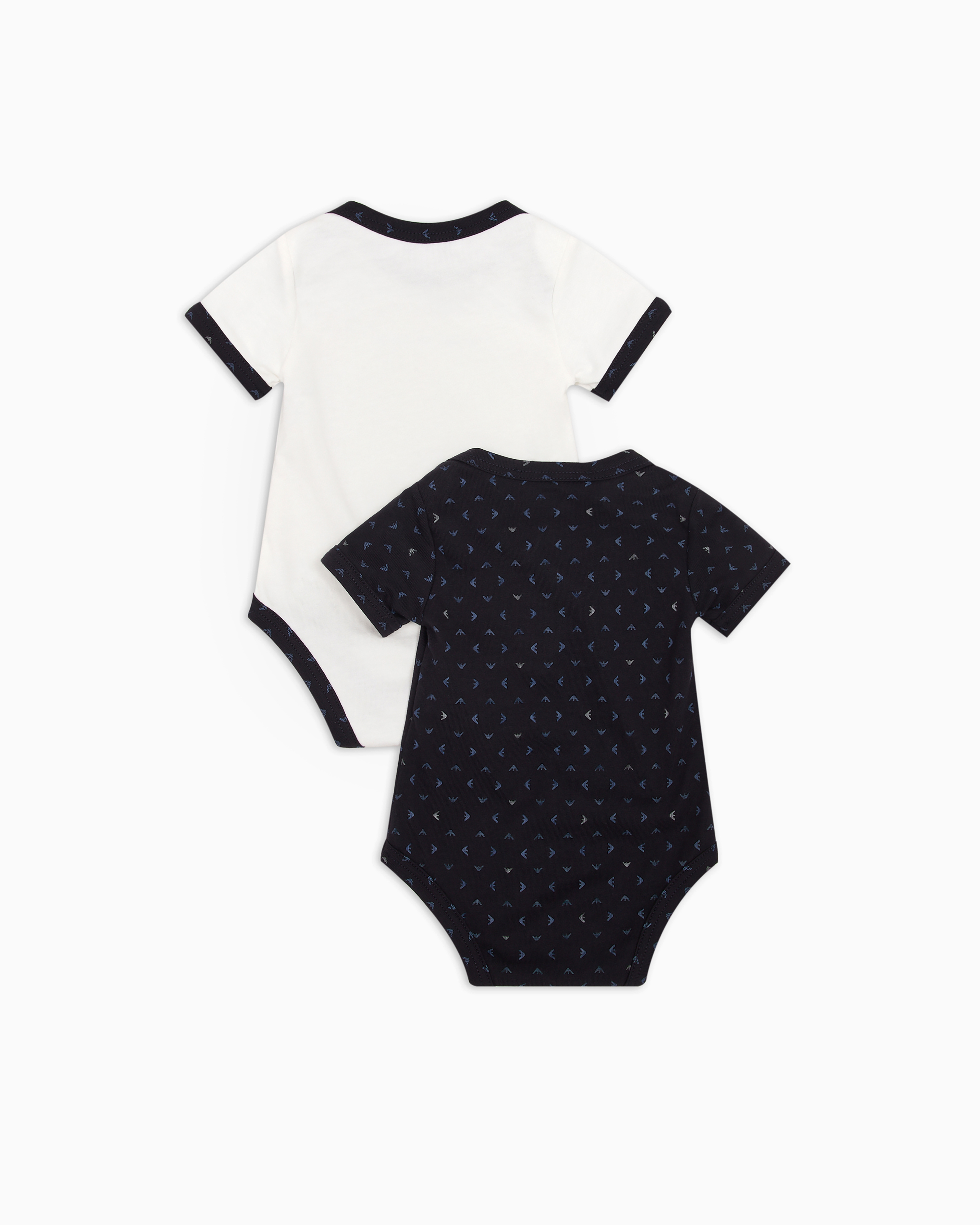 Emporio Armani Gift Set Of Two Bodysuits With All-over Op-art Eagle In Blue