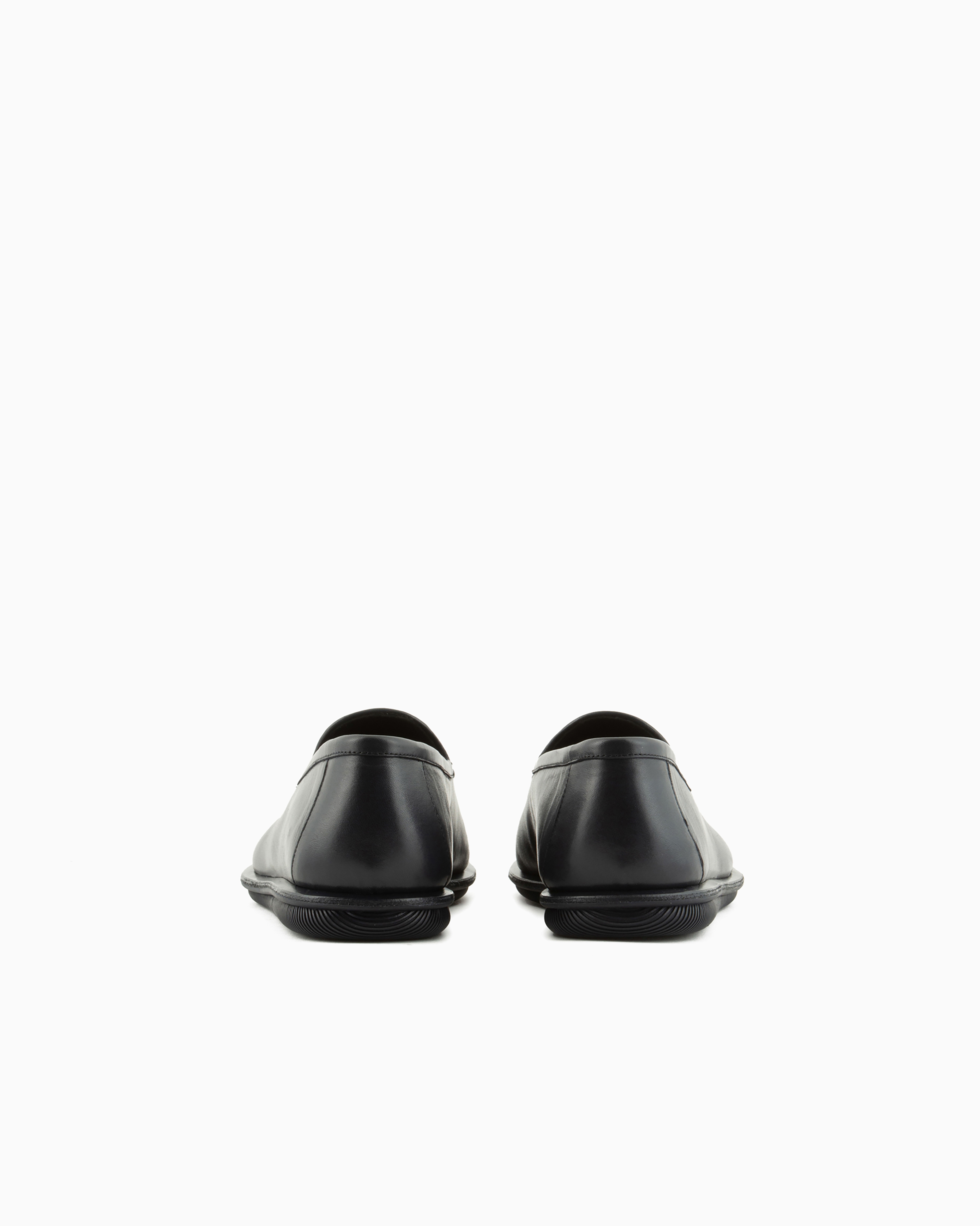 Giorgio Armani Official Store Antique-leather Loafers With Embroidered Logo In Midnight Blue