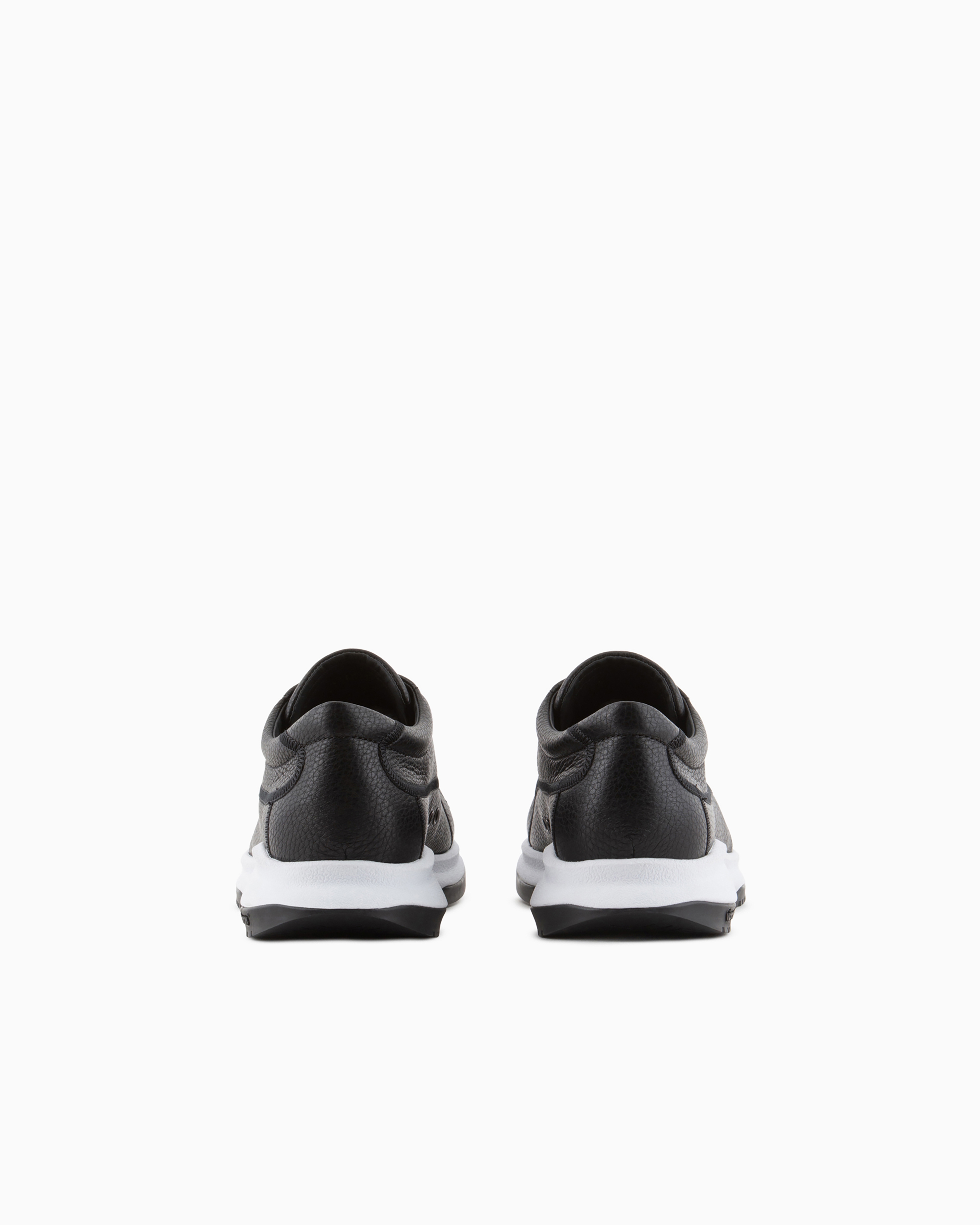 Shop Giorgio Armani Deerskin And Leather Sneakers In Black