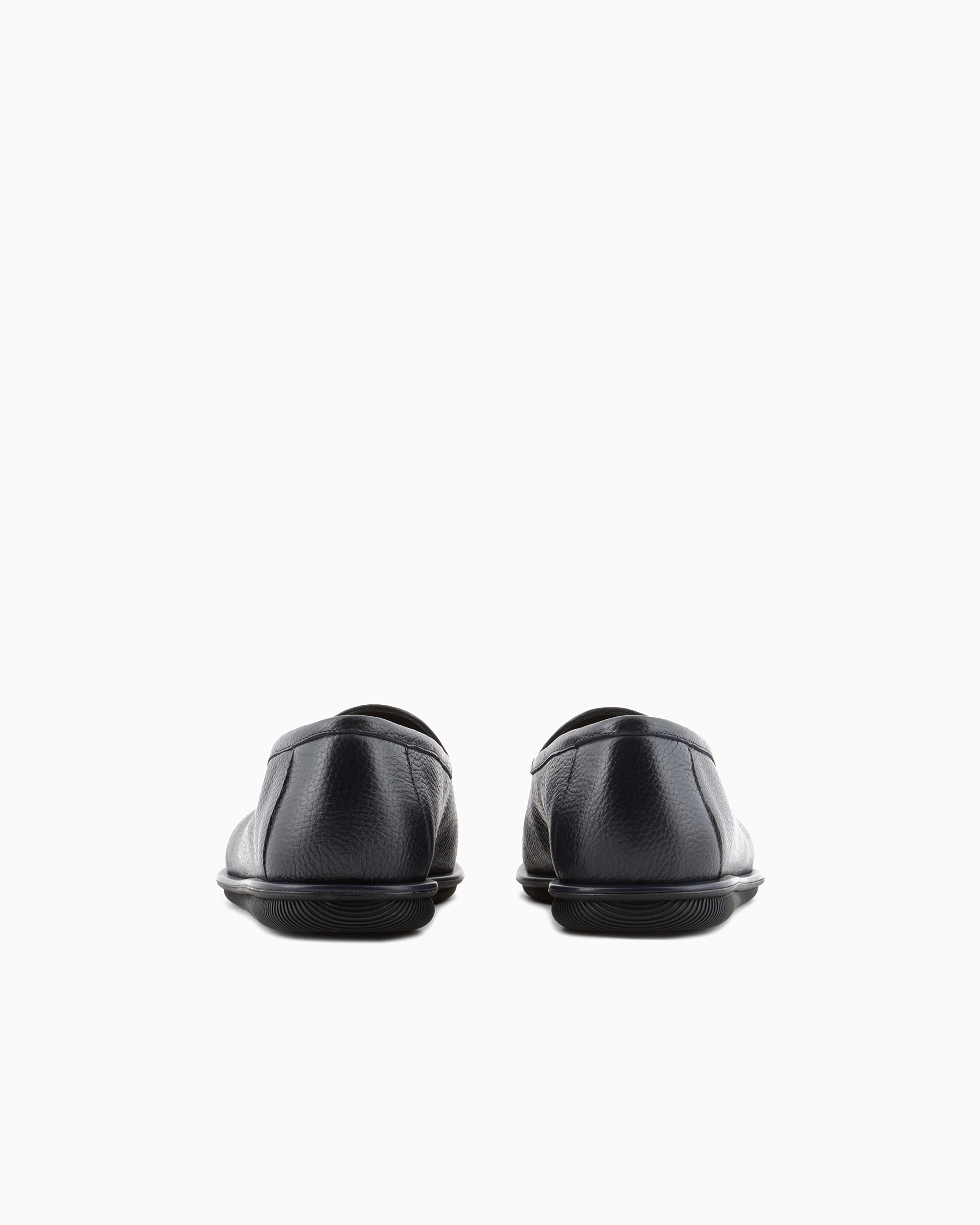 Giorgio Armani Official Store Deerskin Loafers In Navy Blue