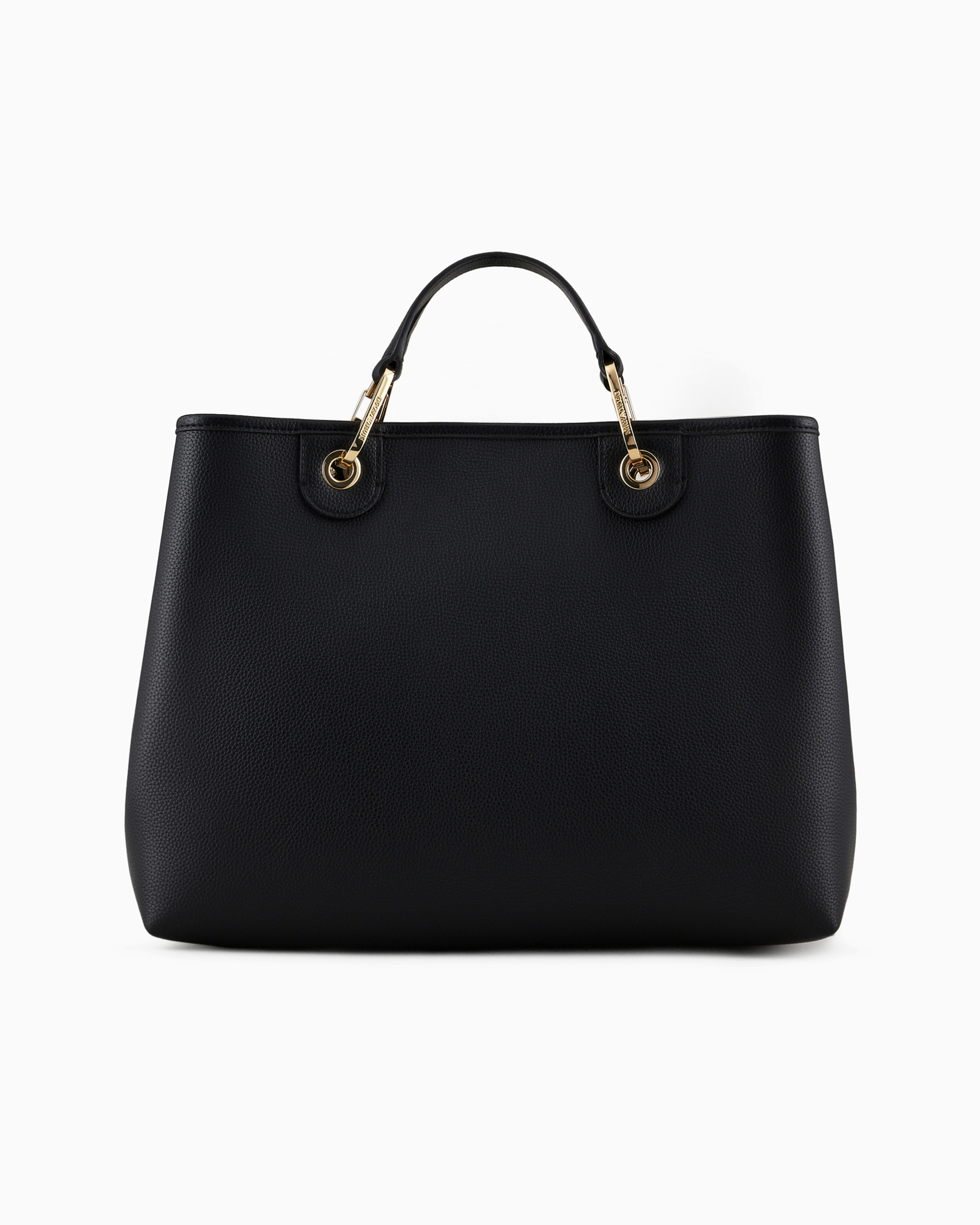 Emporio Armani Medium Myea Shopper Bag With Deer Print In Deep Black