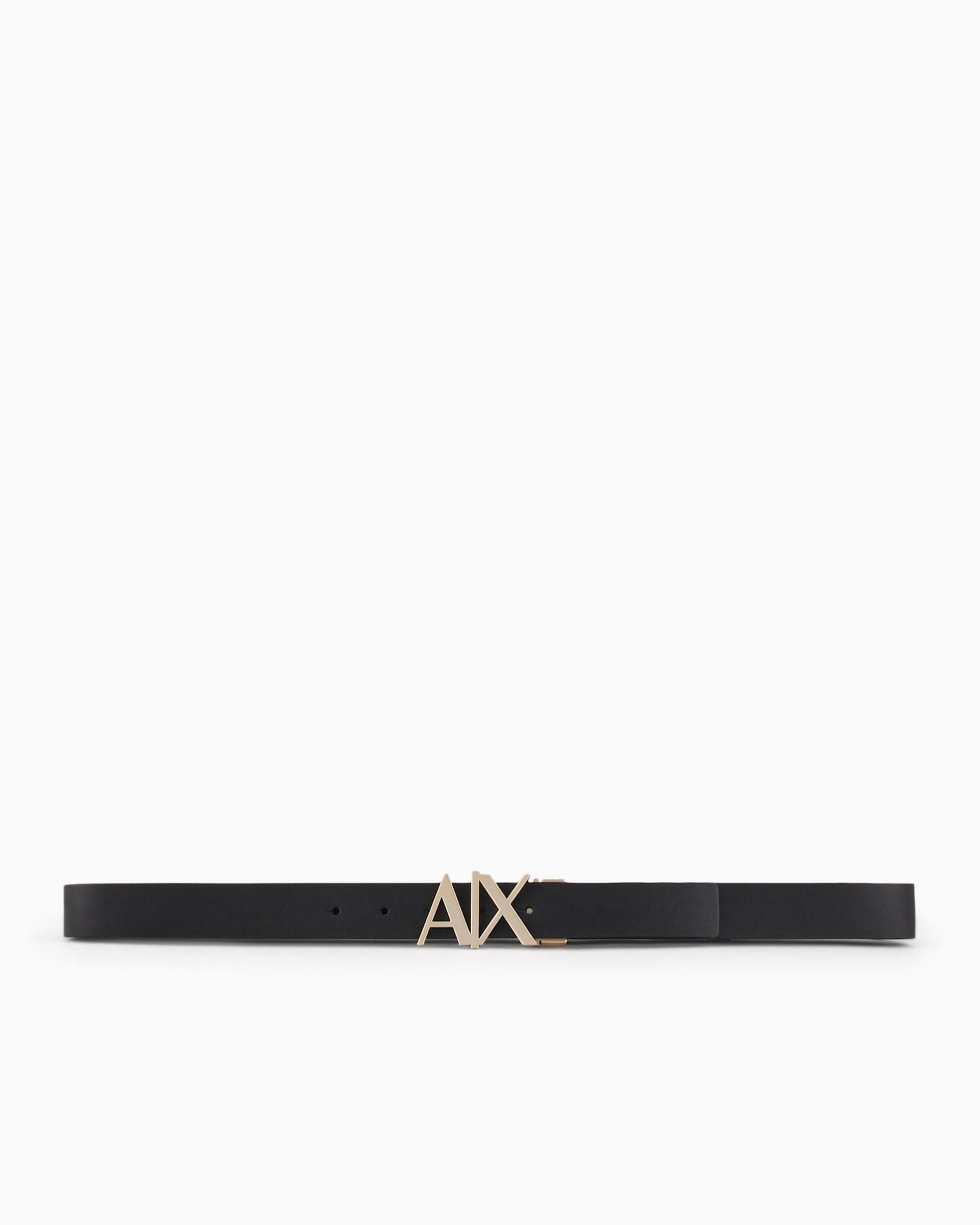 Armani Exchange Logo-buckle Leather Belt In Two-tone