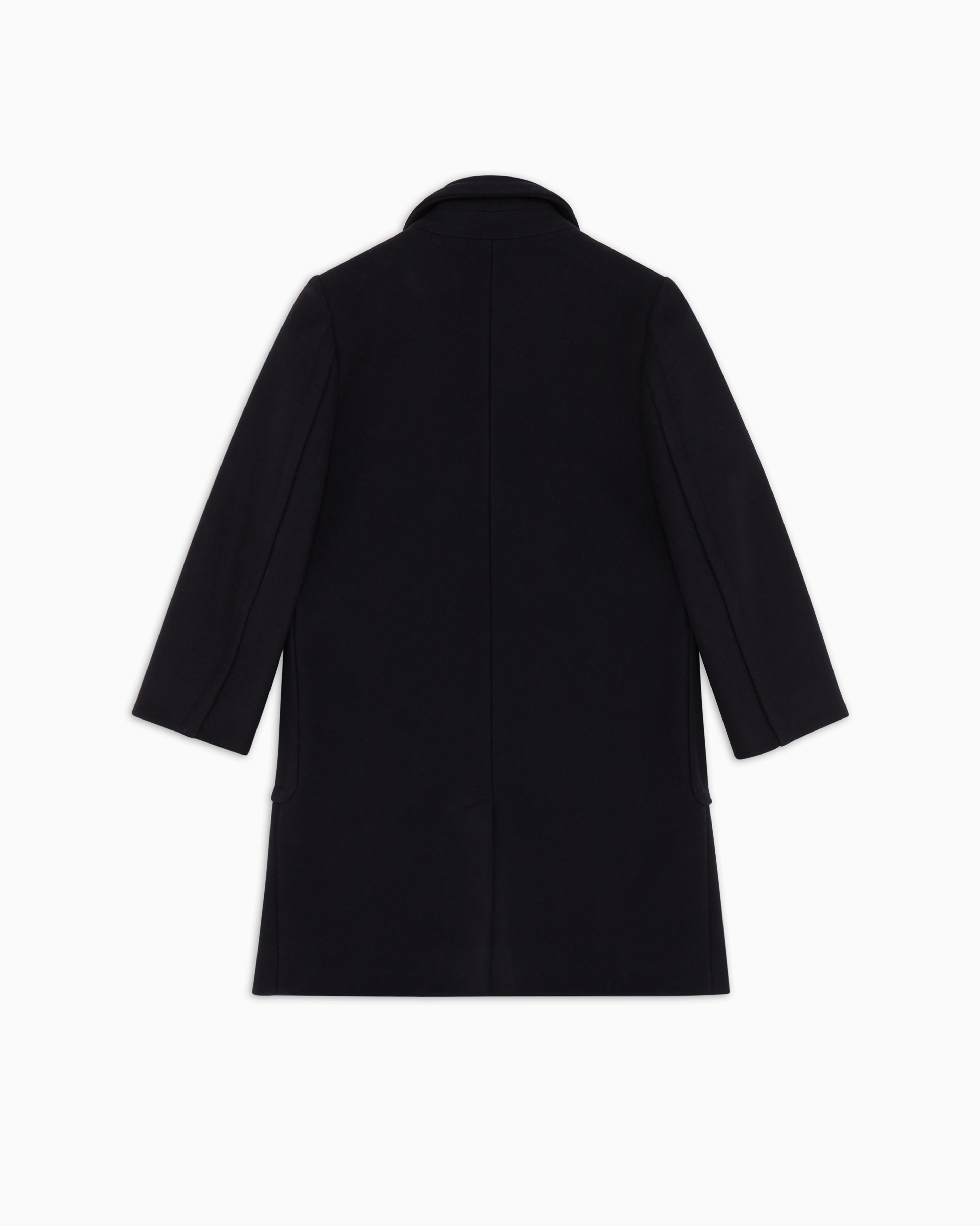Emporio Armani Official Store Single-breasted Wool Cloth Coat In Navy Blue