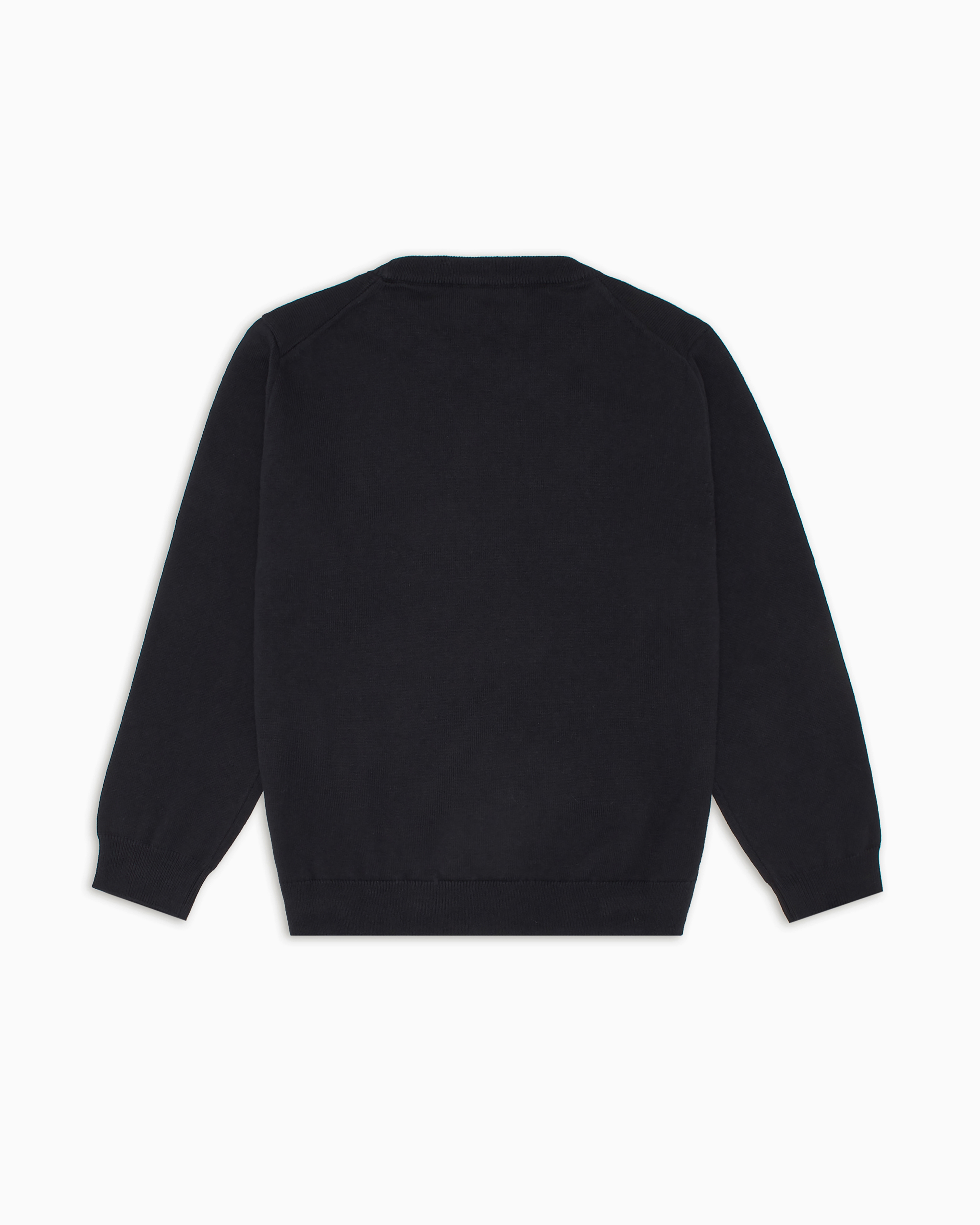 Emporio Armani Wool-blend Jumper With Micro-eagle Embroidery In Navy Blue
