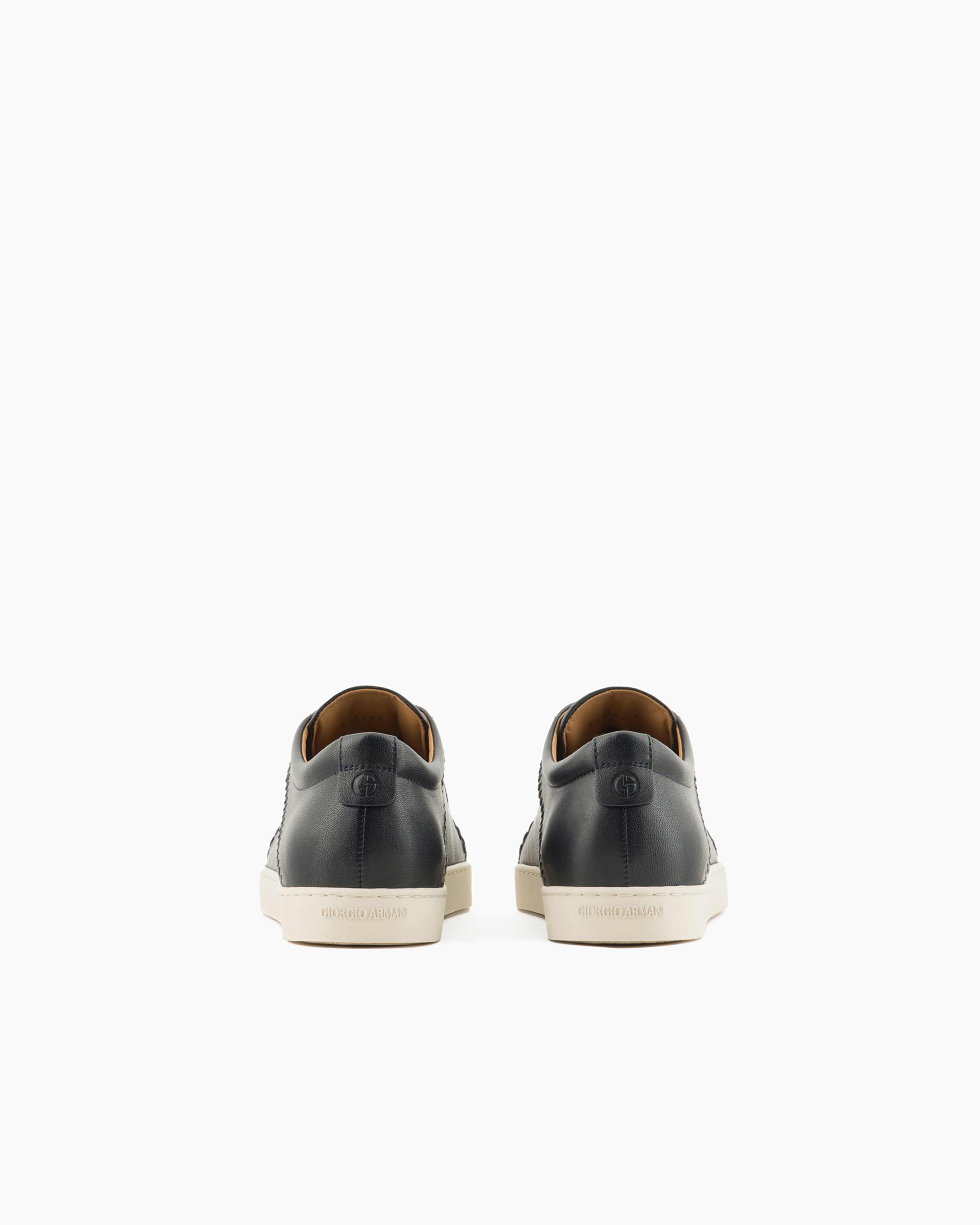 Giorgio Armani Official Store Nappa-leather Sneakers In Blue