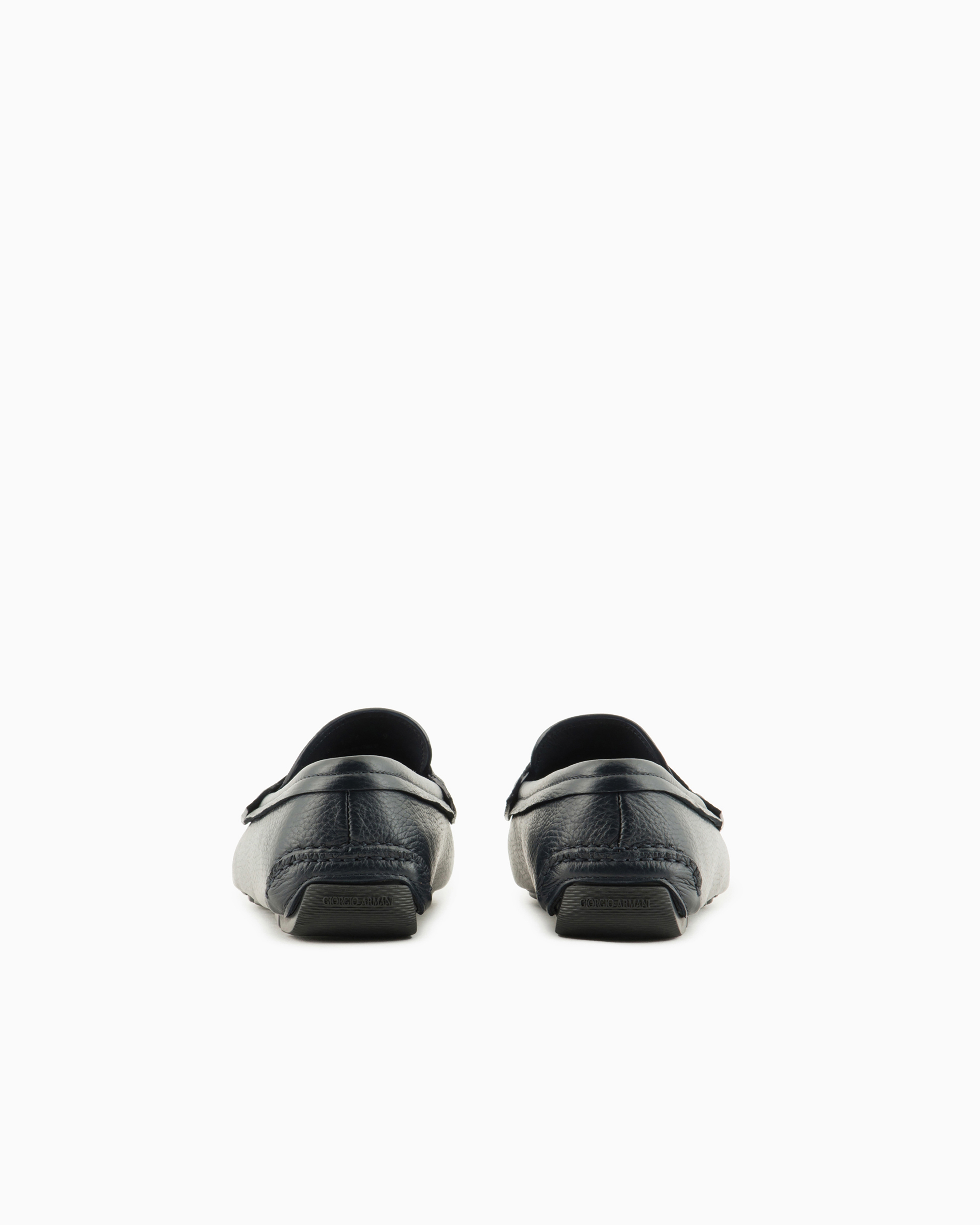 Giorgio Armani Official Store Deerskin And Nappa-leather Loafers In Blue