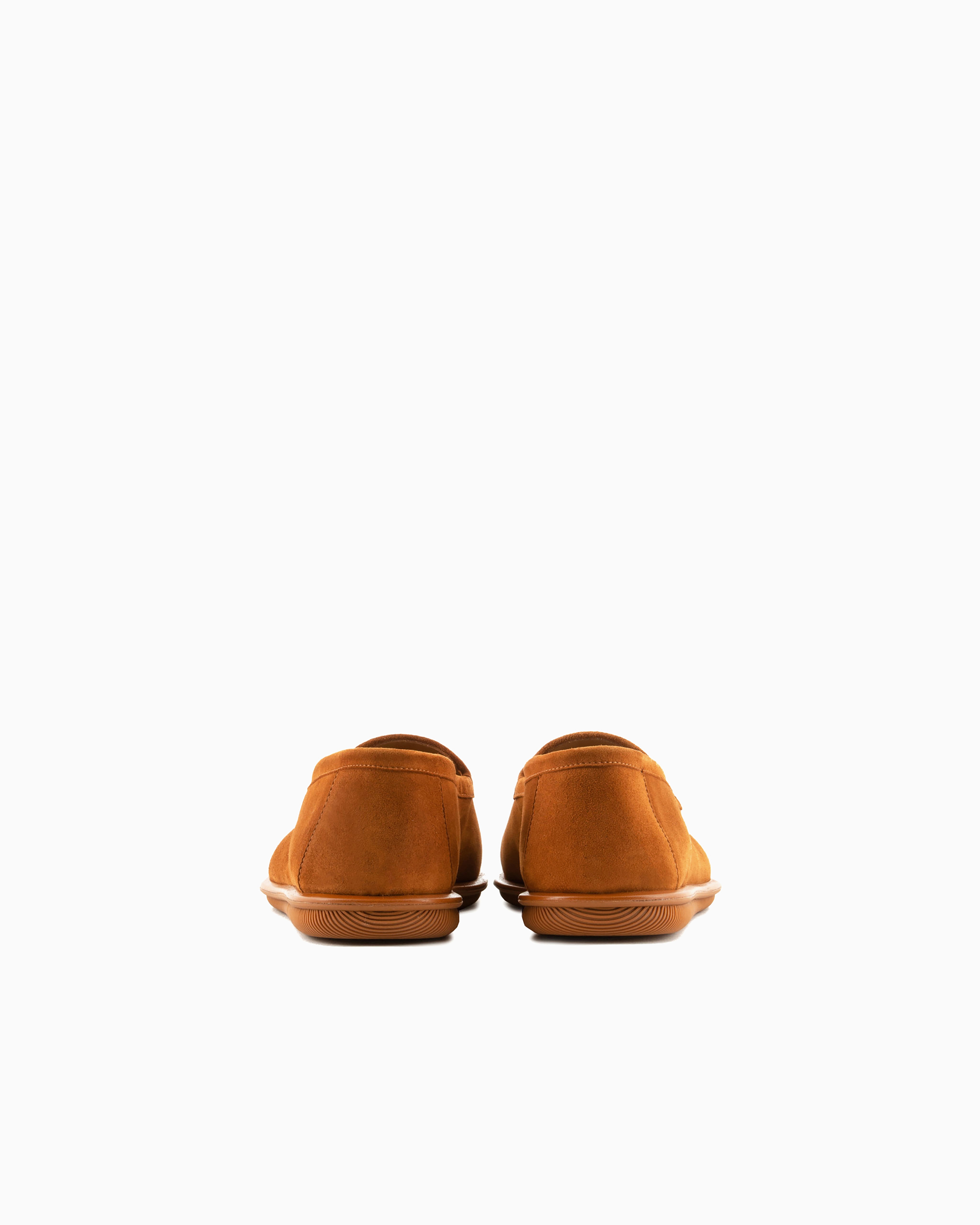 Giorgio Armani Official Store Suede Loafers With Threads In Camel