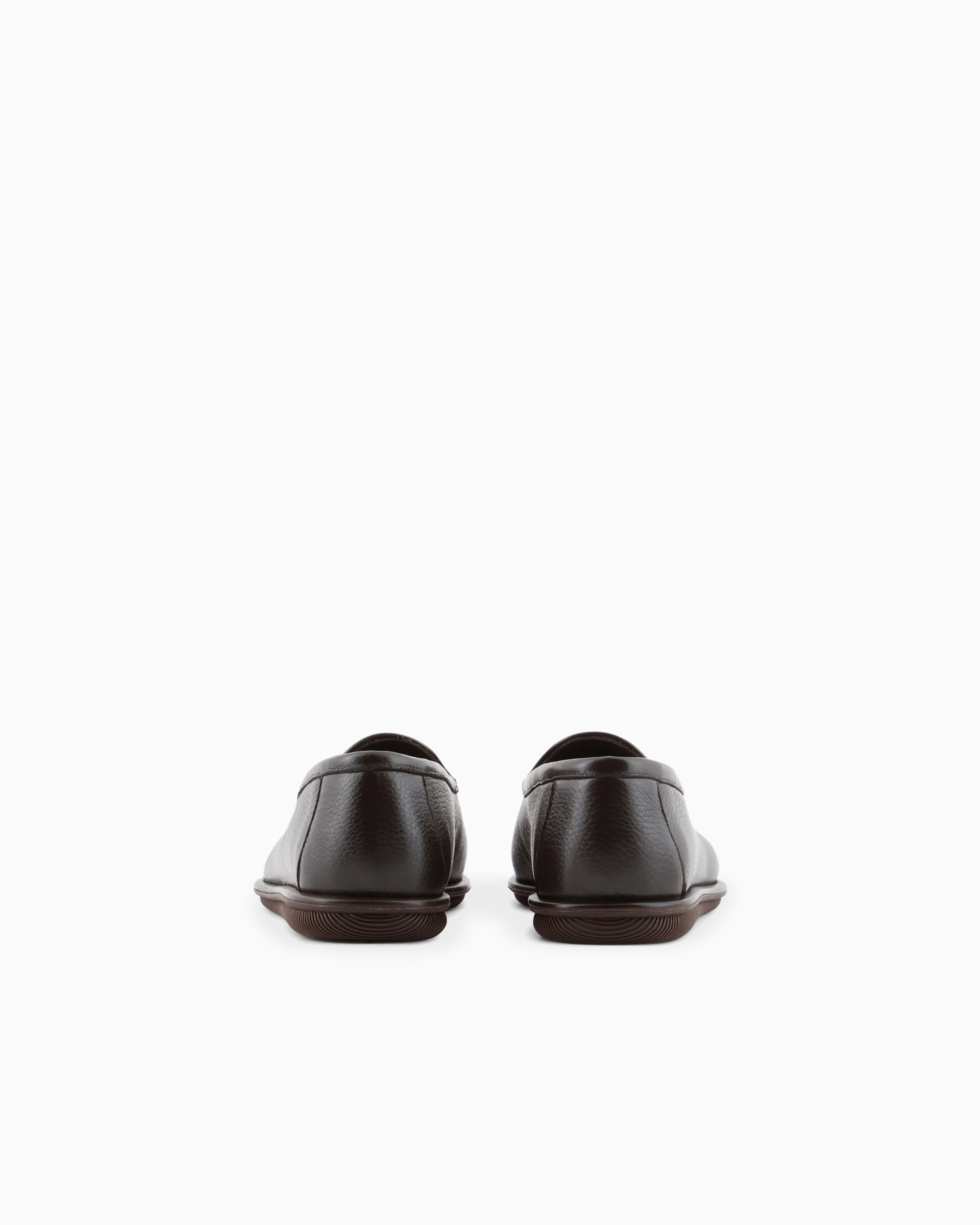 Giorgio Armani Official Store Vintage Nappa Leather Loafers With Embroidered Logo In Brown