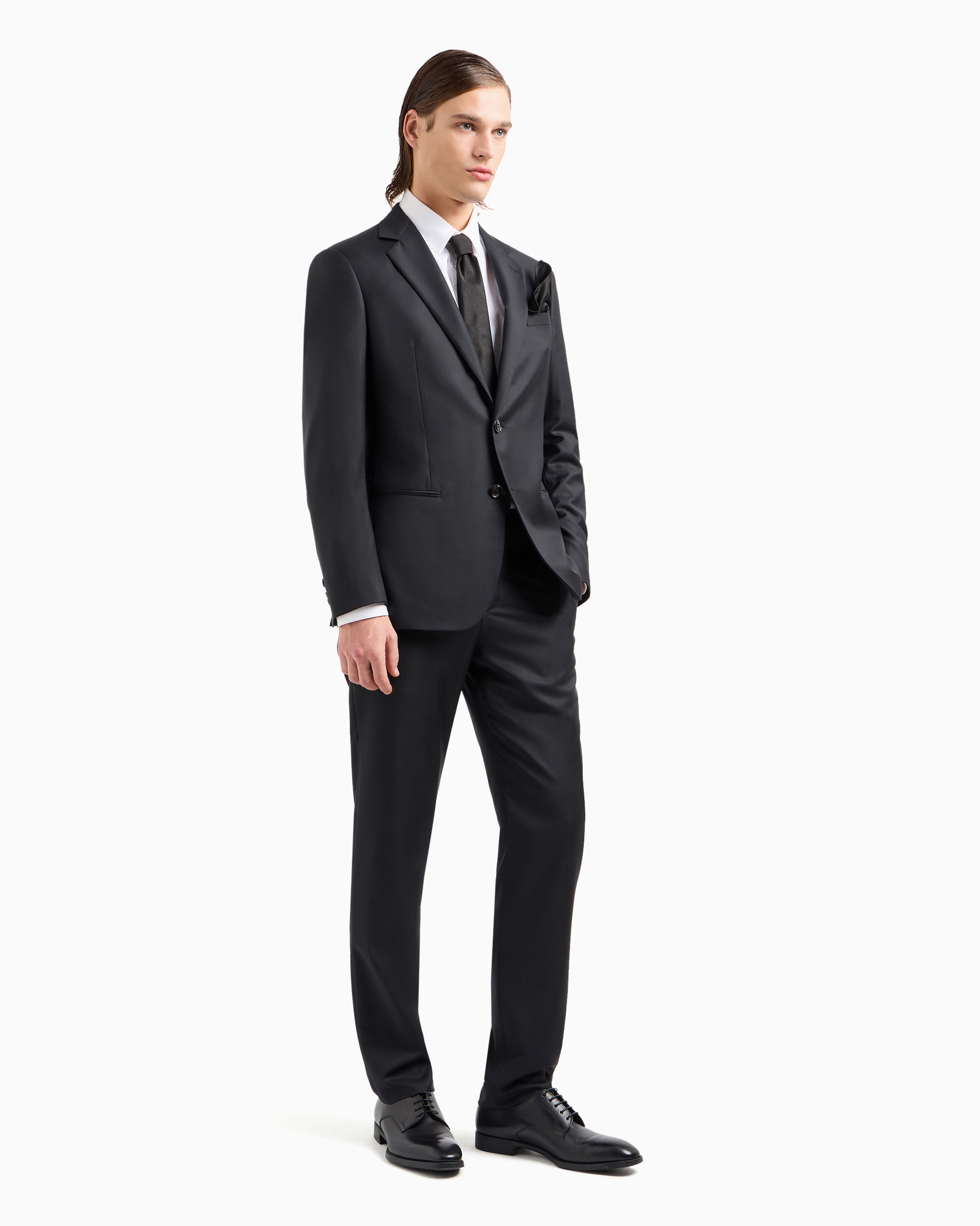 Shop Giorgio Armani Soho Line Single-breasted Suit In Wool And Cashmere In Black