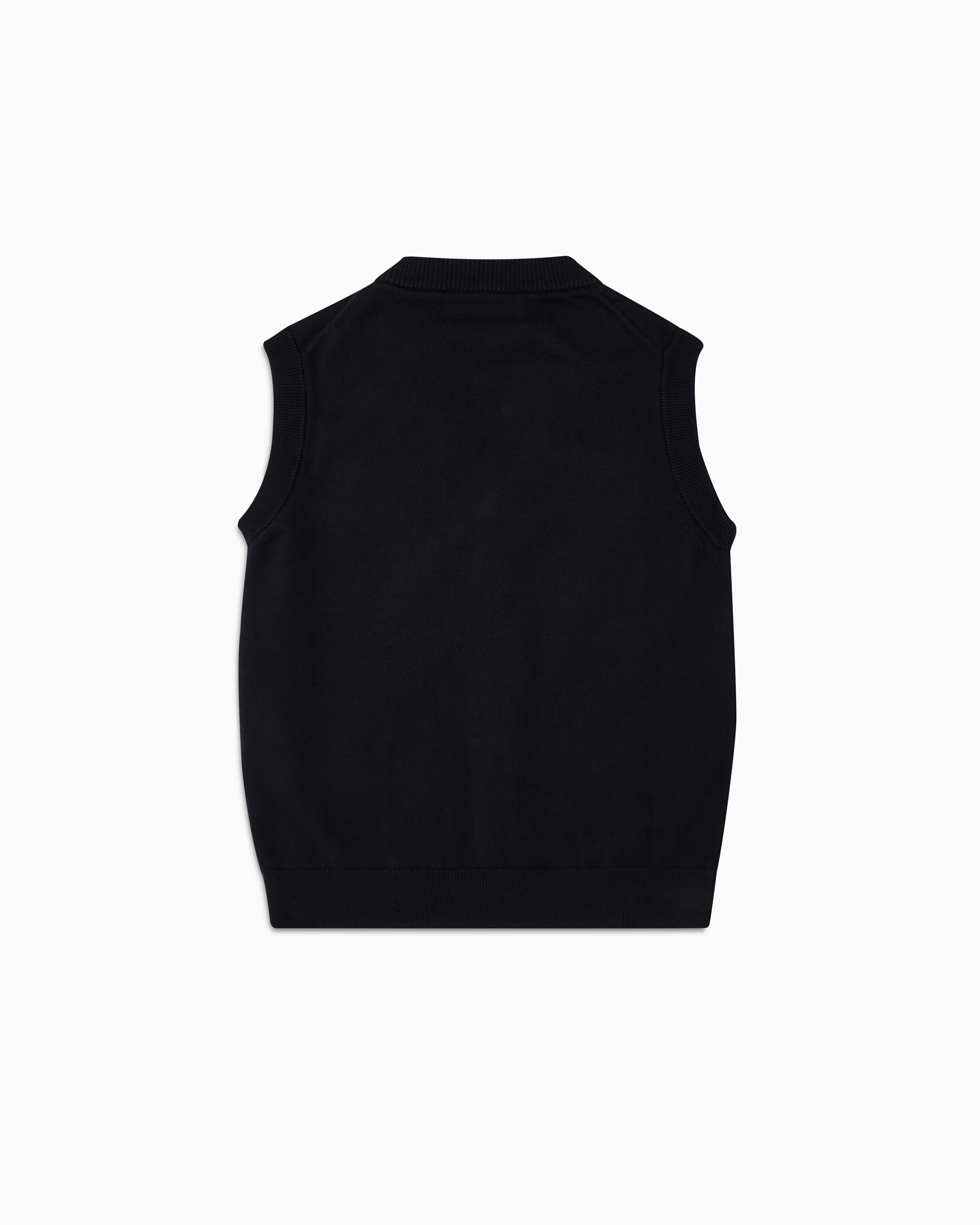 Emporio Armani Buttoned, Knit V-neck Gilet In Navy Blue