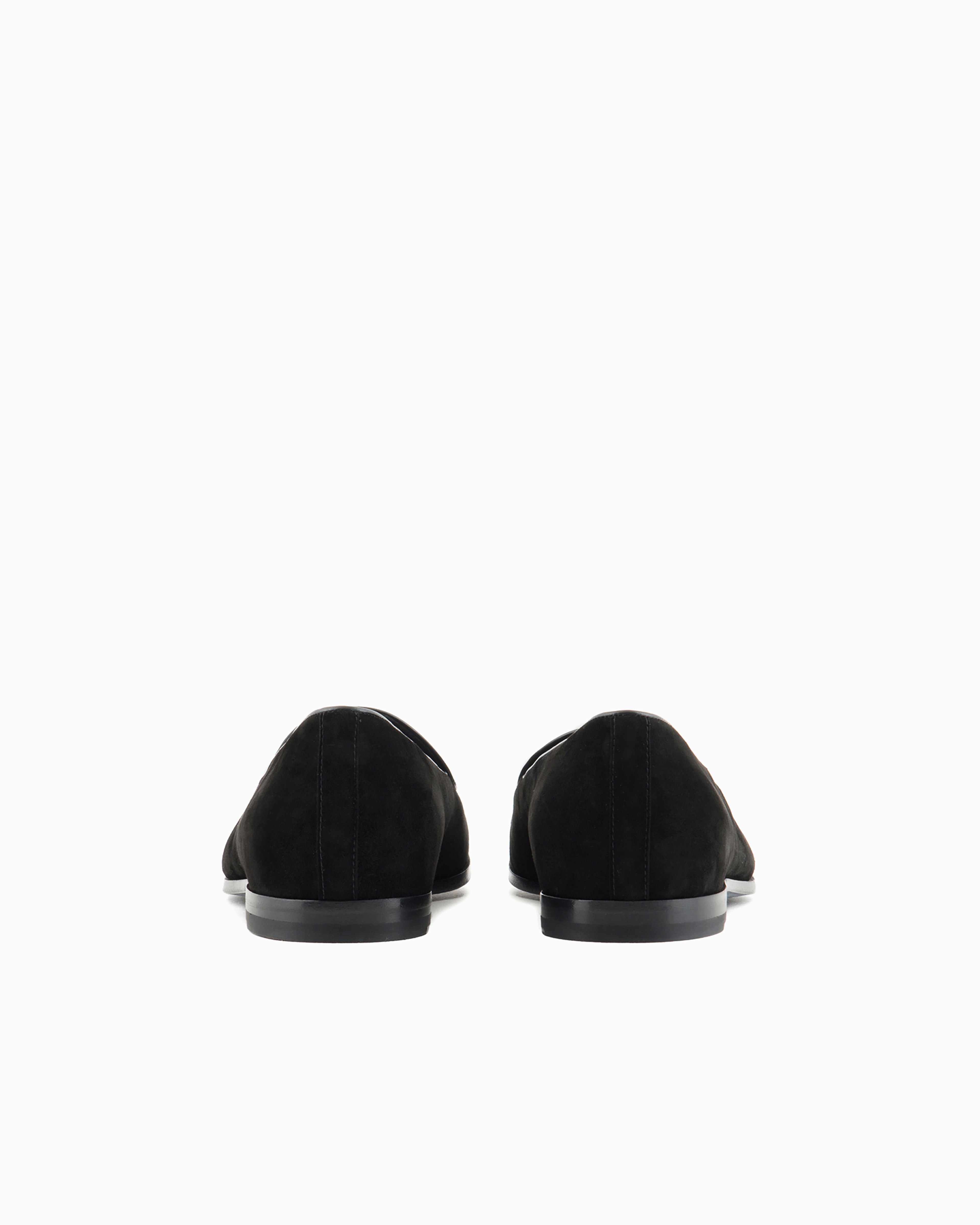 Giorgio Armani Official Store Suede Loafers With Embroidered Logo In Black