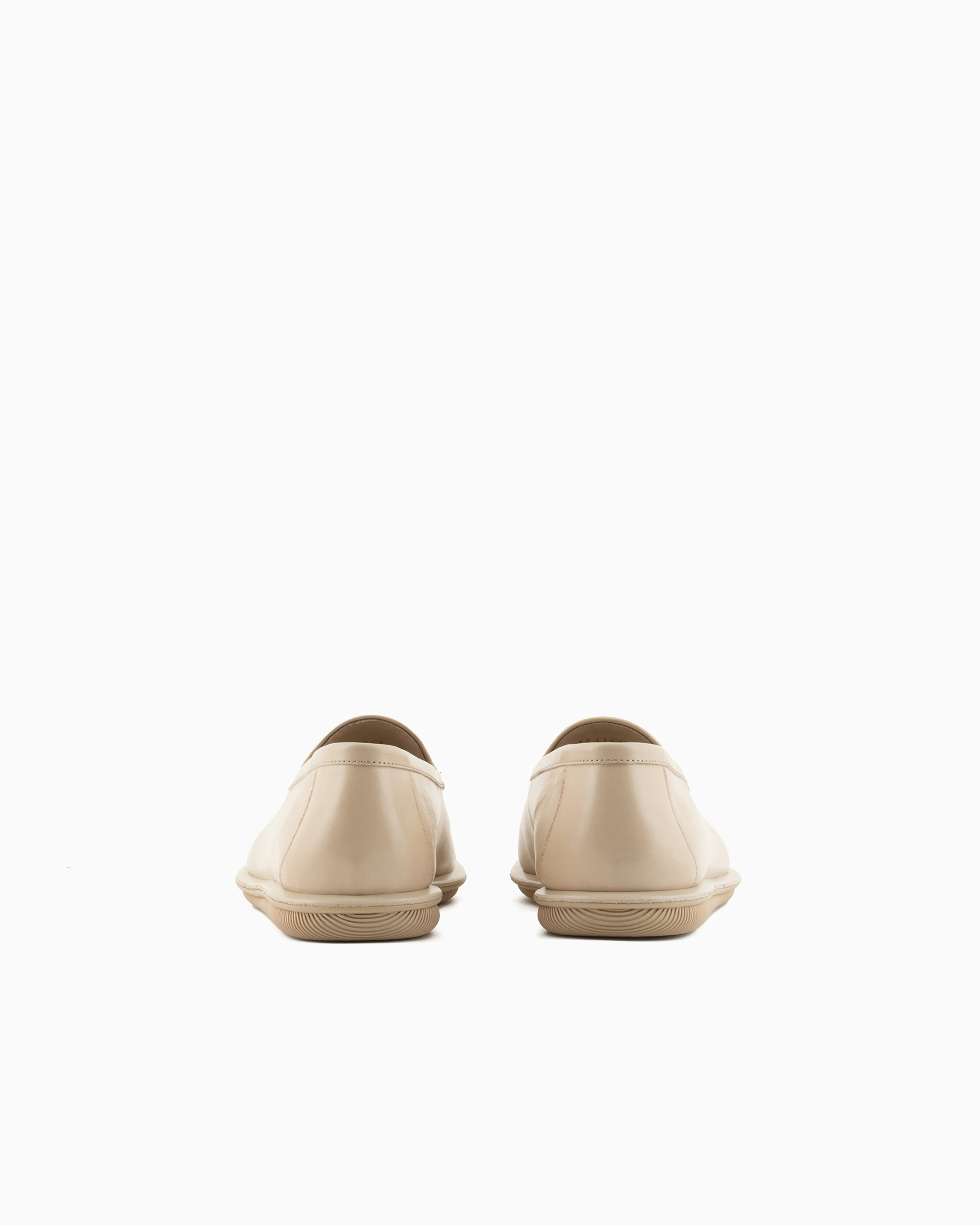 Giorgio Armani Official Store Antique-leather Loafers With Embroidered Logo In Beige