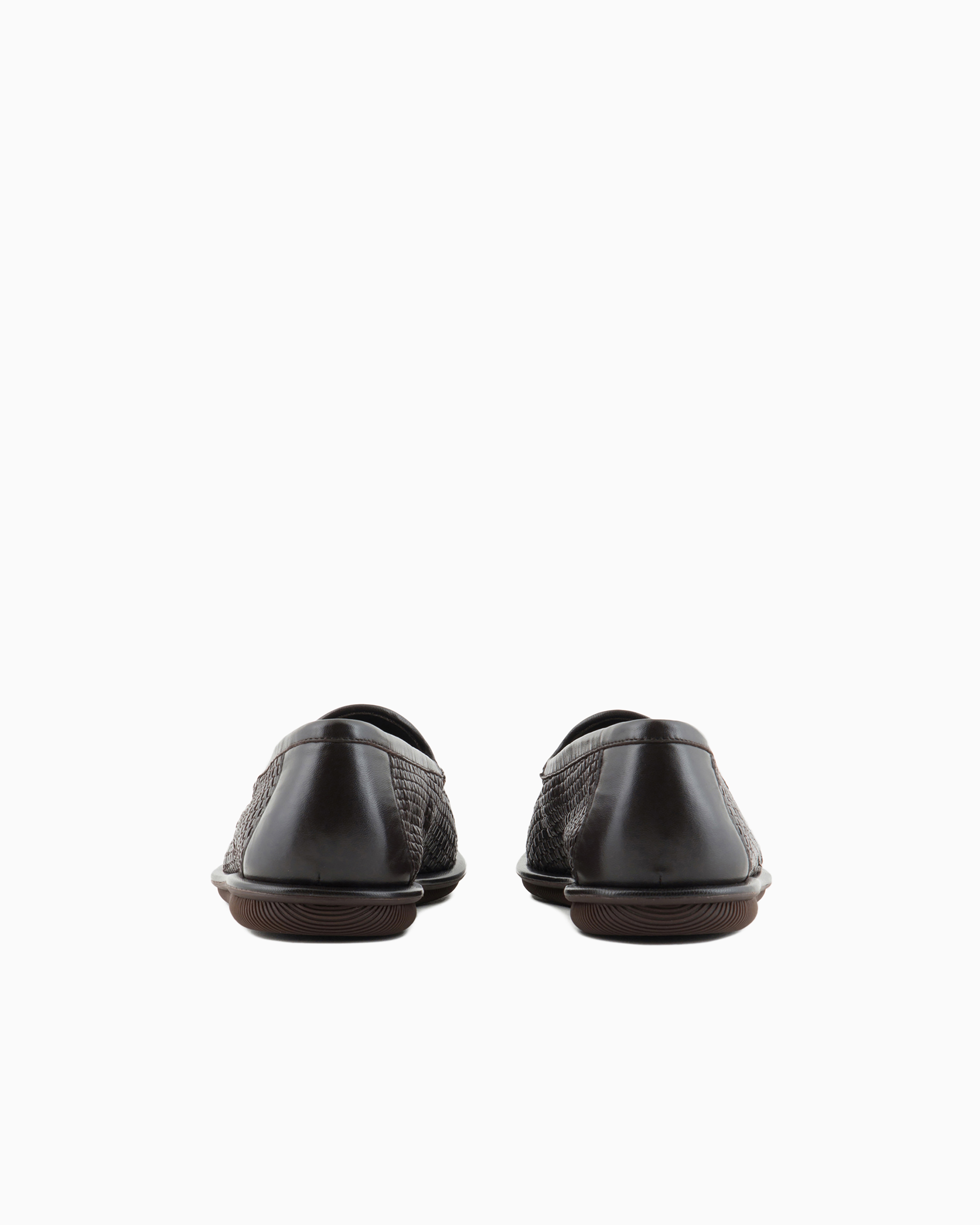 Shop Giorgio Armani Woven Nappa Leather Loafers With Tassels In Brown