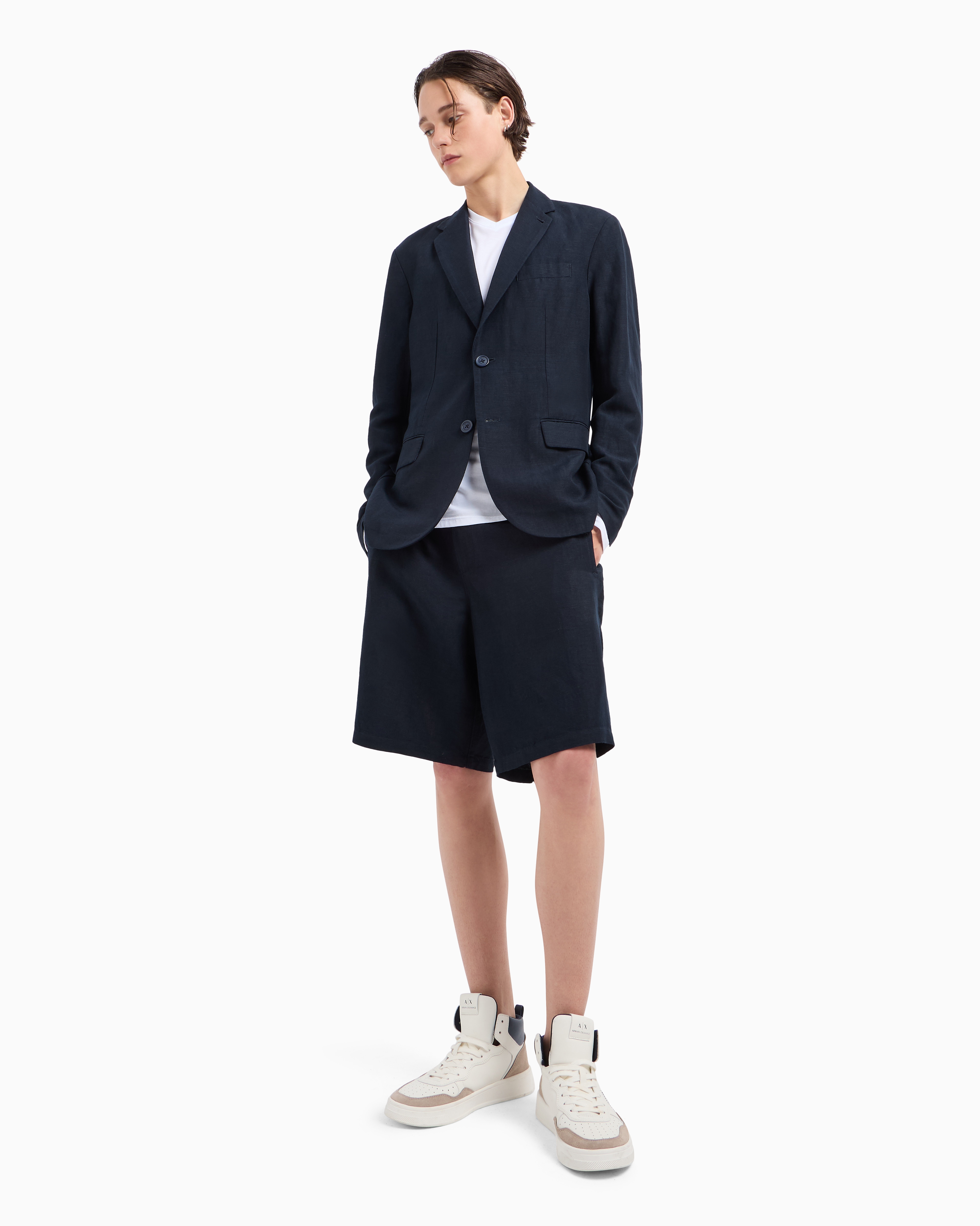 Armani Exchange Single-breasted Two-button Jacket In Blue