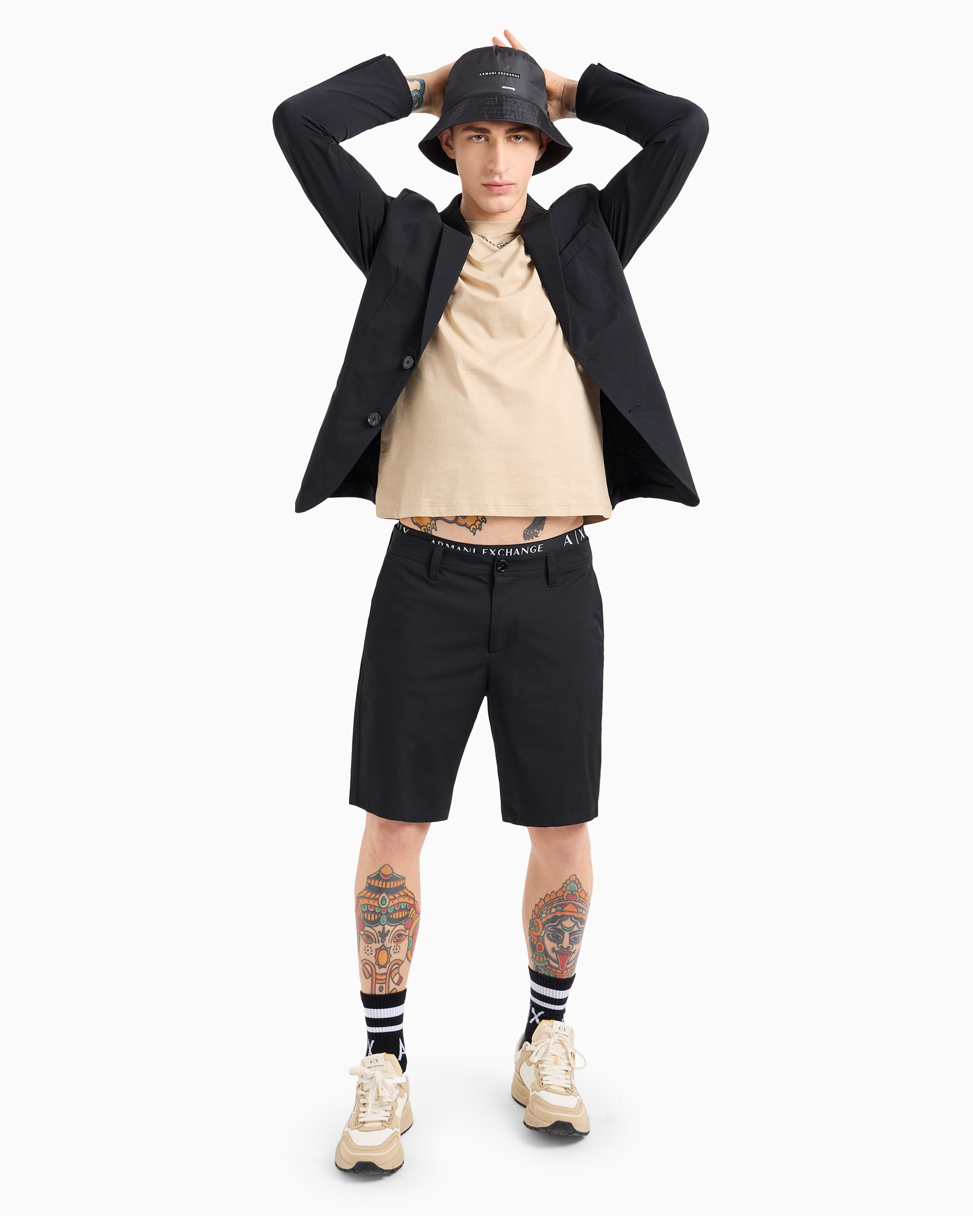 Armani Exchange Official Store Single-breasted Ultra-stretch Twill Jacket In Black