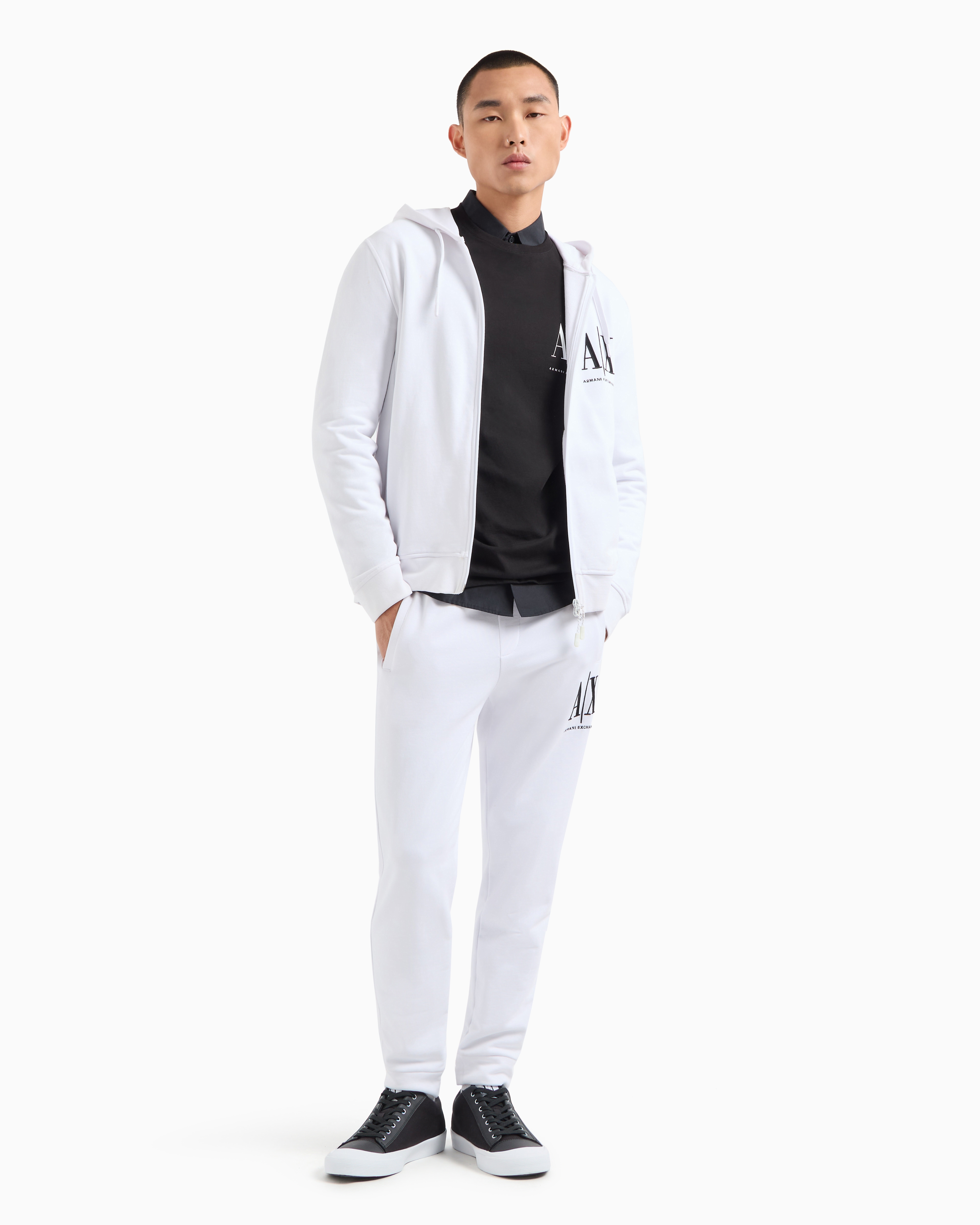 ARMANI EXCHANGE STRETCH FABRIC ZIP-UP SWEATSHIRT 