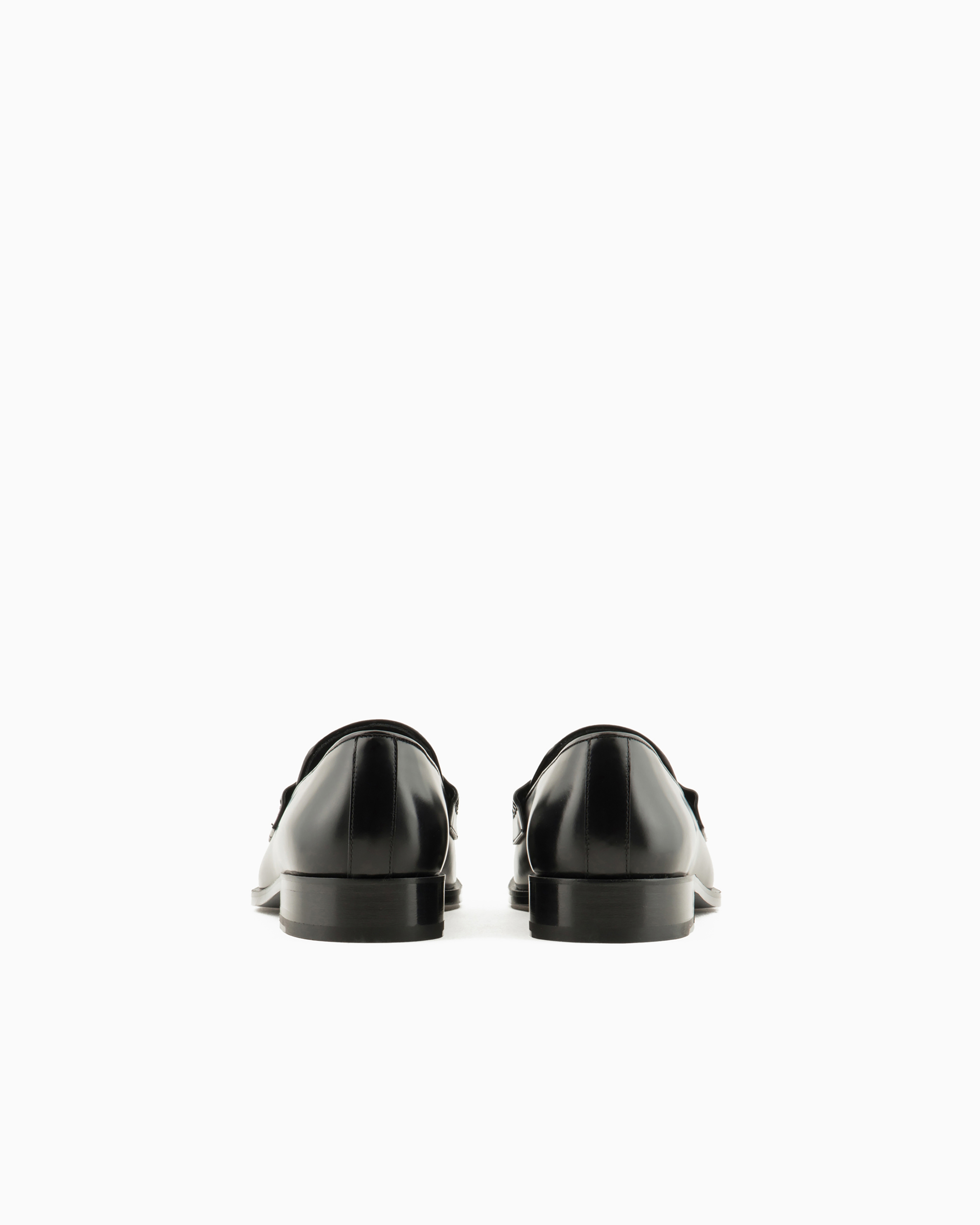 Shop Giorgio Armani Leather Loafers In Black