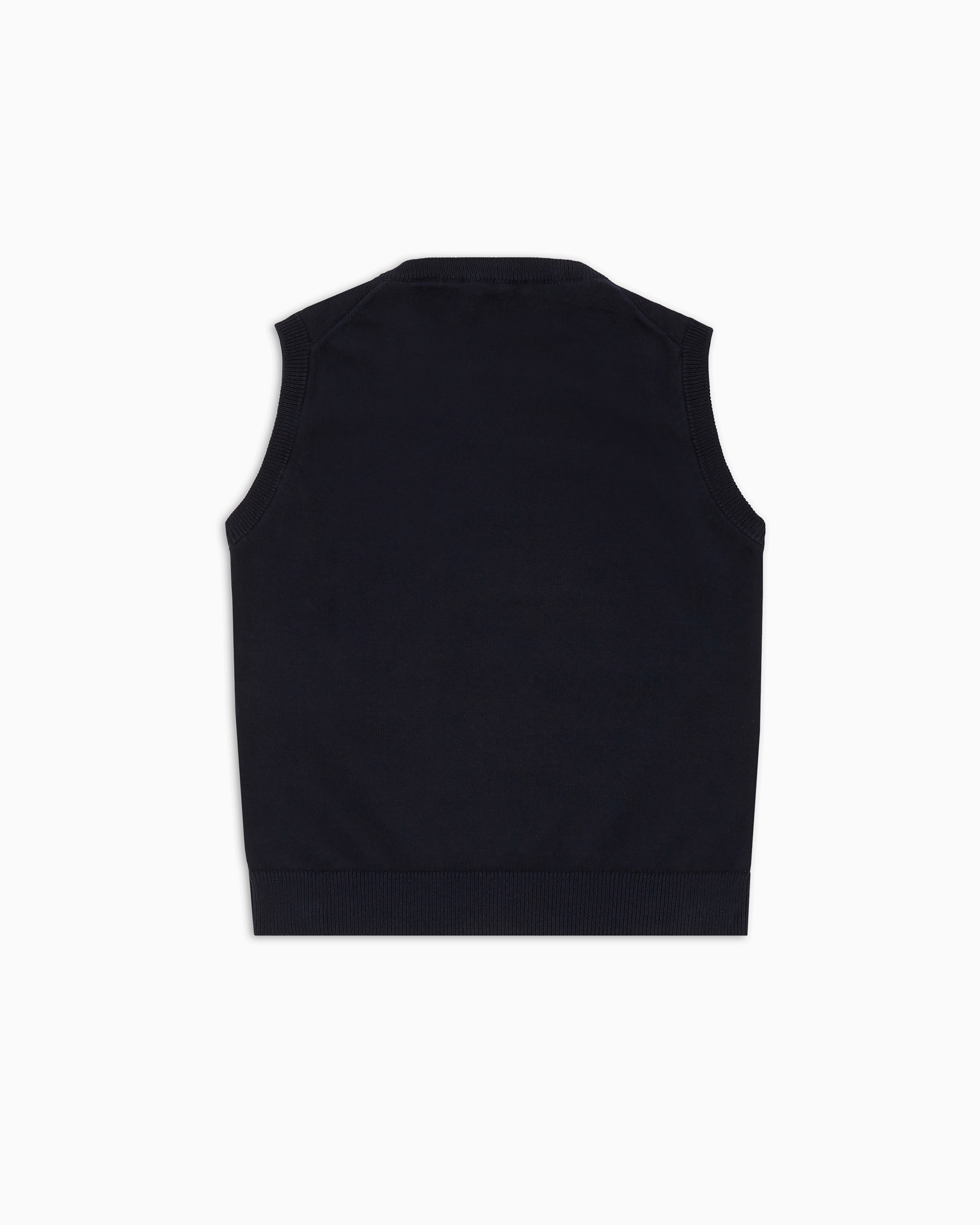 Shop Emporio Armani Corn-on-the-cob Knit V-neck Gilet In Navy Blue