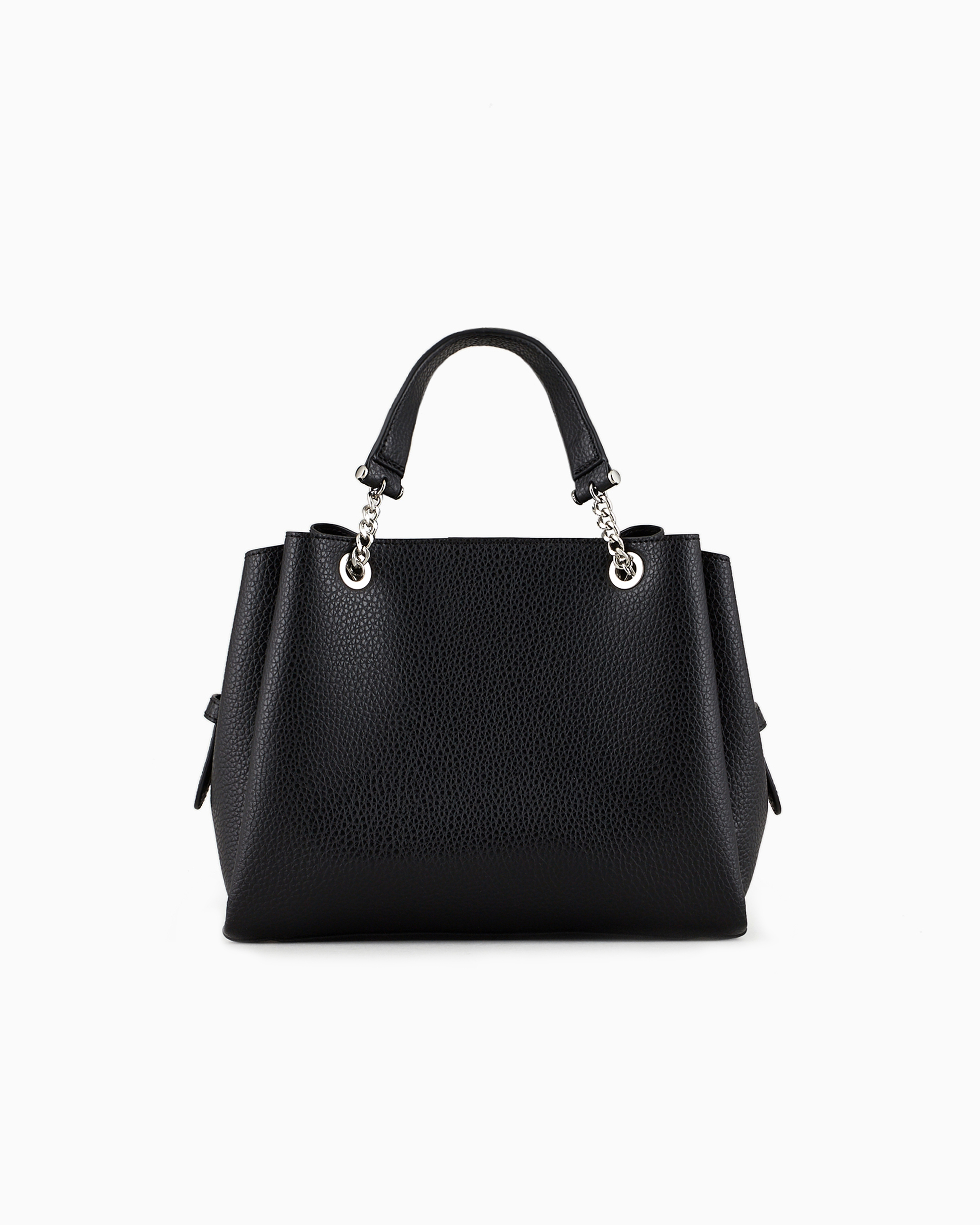 Emporio Armani Full-grain Effect Handbag With Eagle Charm In Black