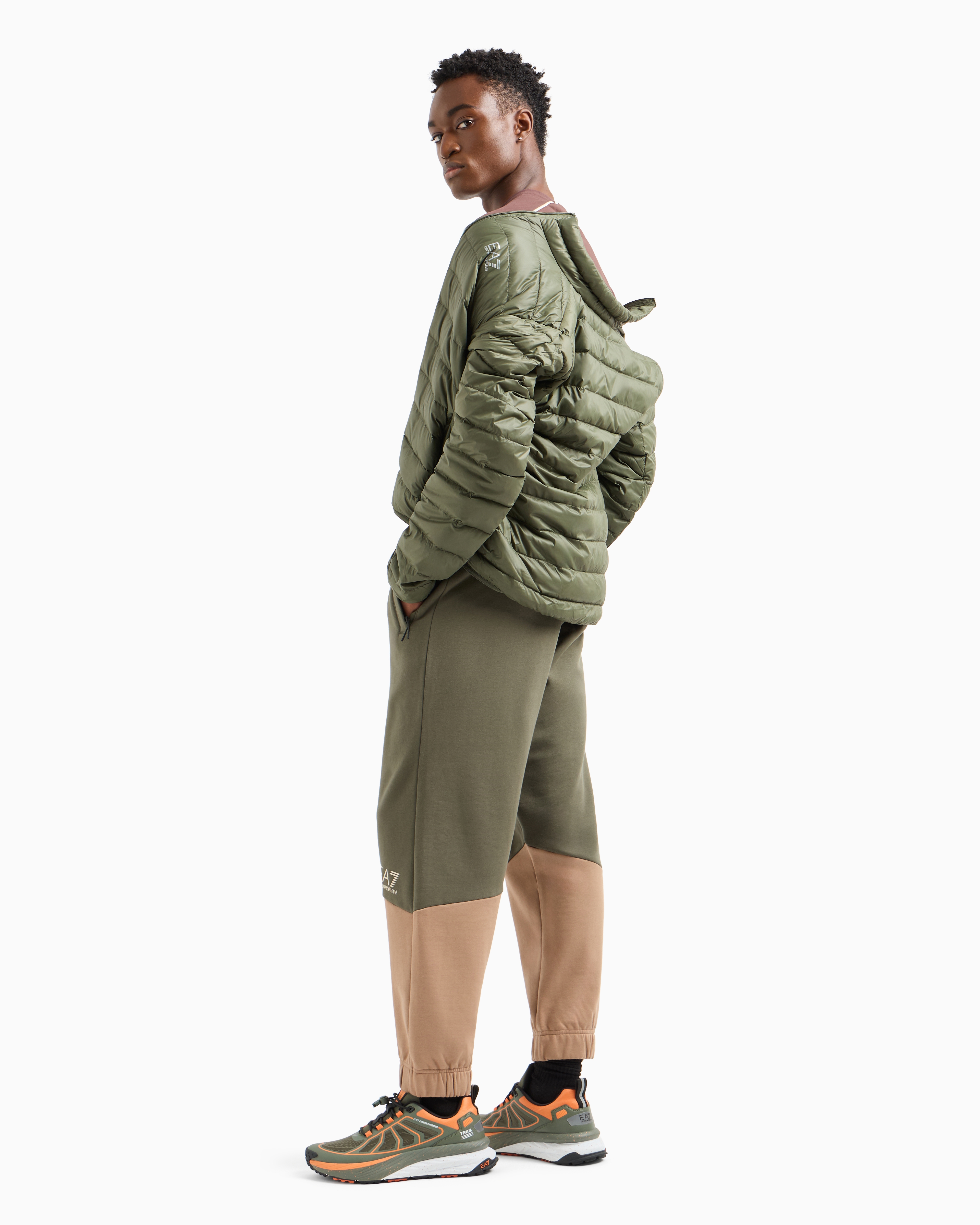 Shop Ea7 Core Identity Packable Down Jacket In Military Green