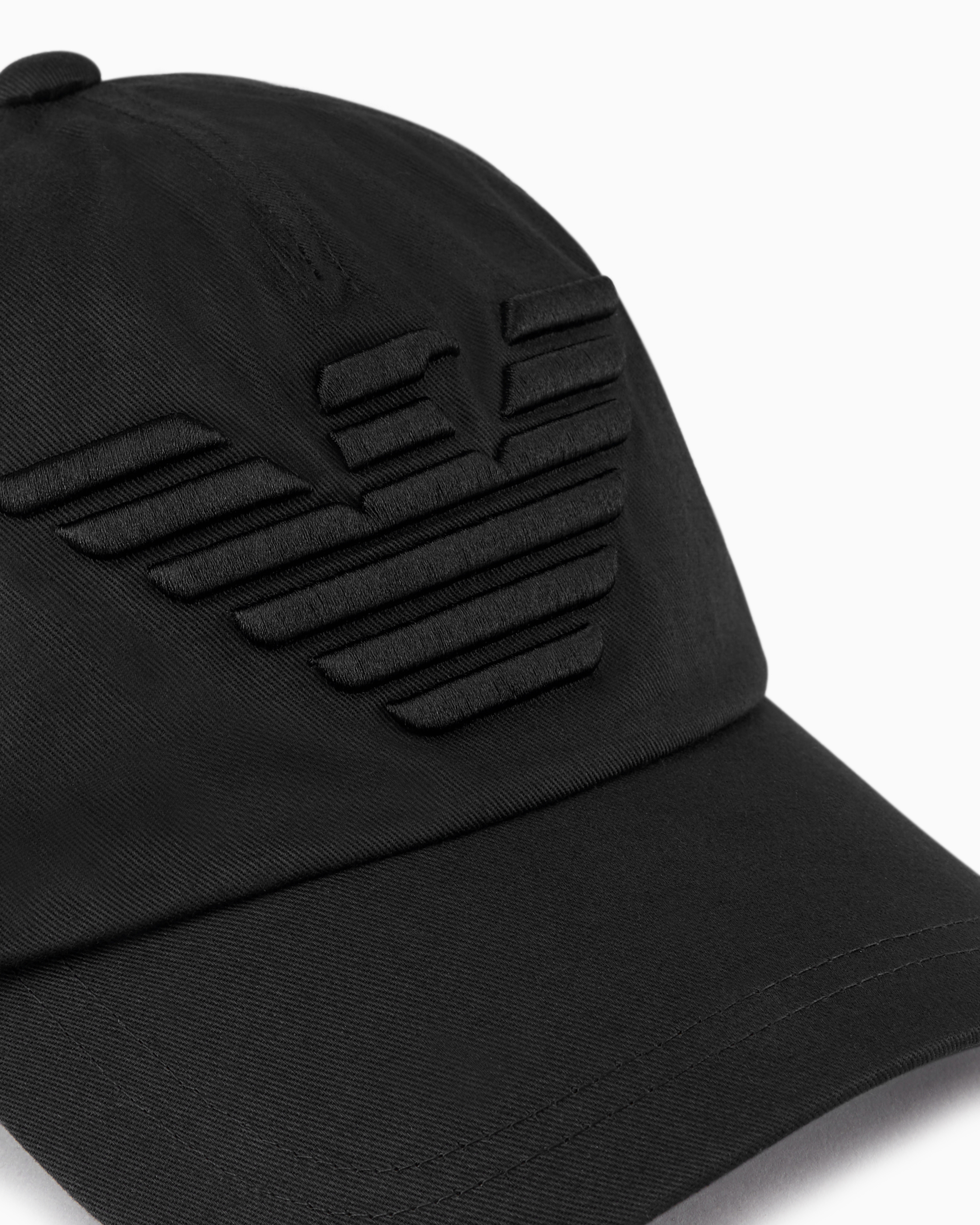 Emporio Armani Official Store Baseball Cap With Embroidered Oversized Eagle In Black