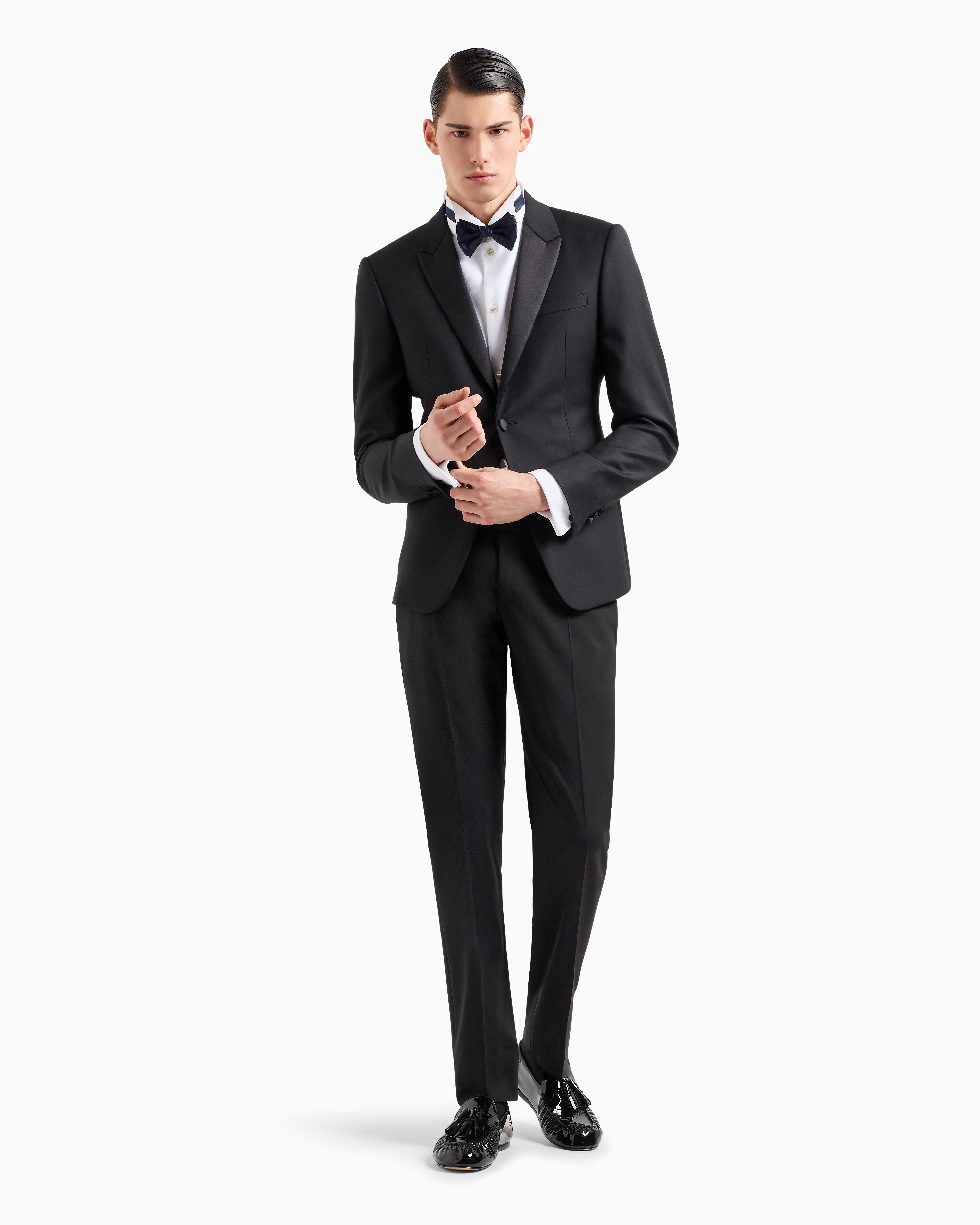 Emporio Armani Single-breasted, Worsted Virgin-wool Jacket In Black