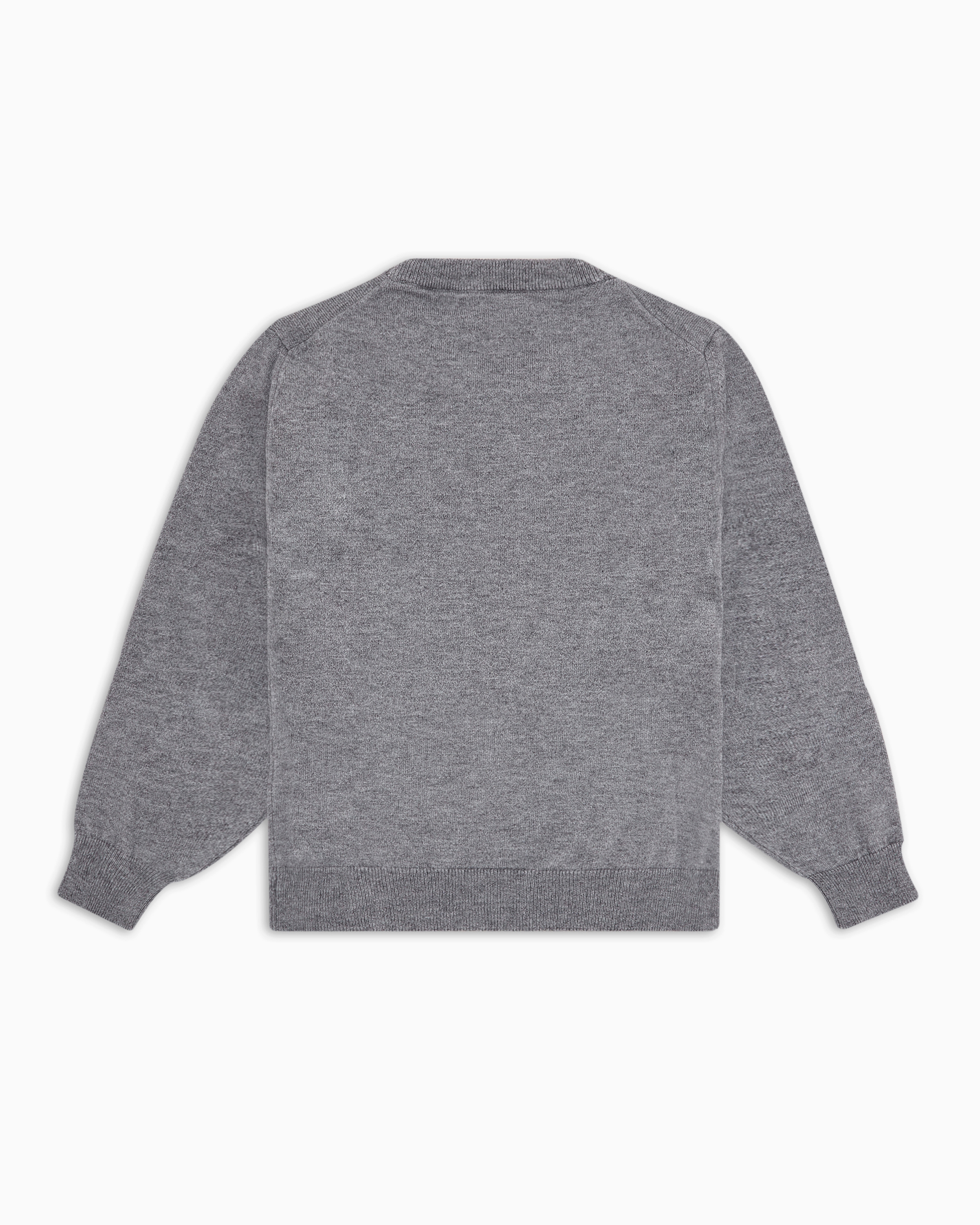 Emporio Armani Wool-blend Jumper With Micro-eagle Embroidery In Mélange Gray
