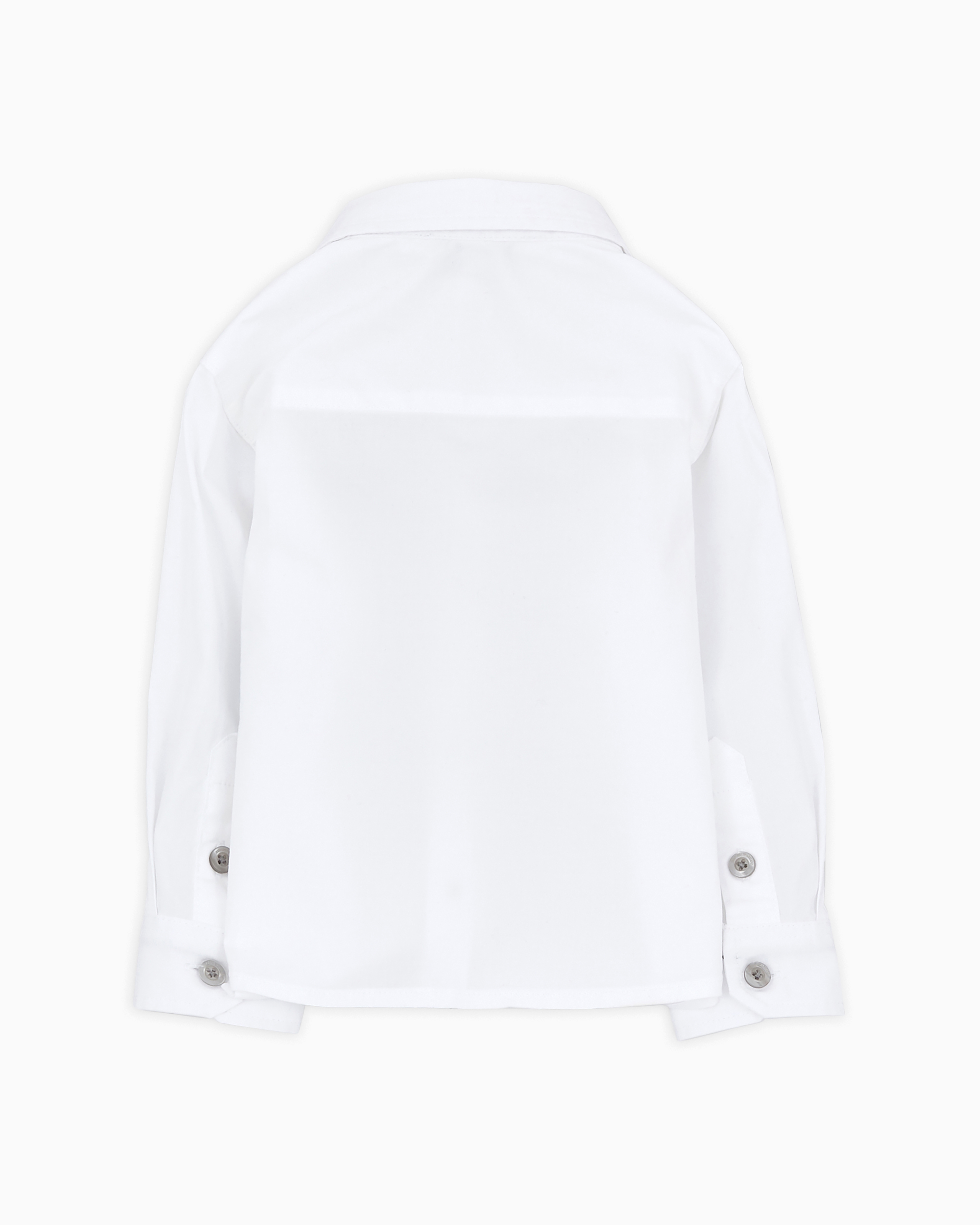 Emporio Armani Stretch Cotton Shirt With Eagle Embroidery In White