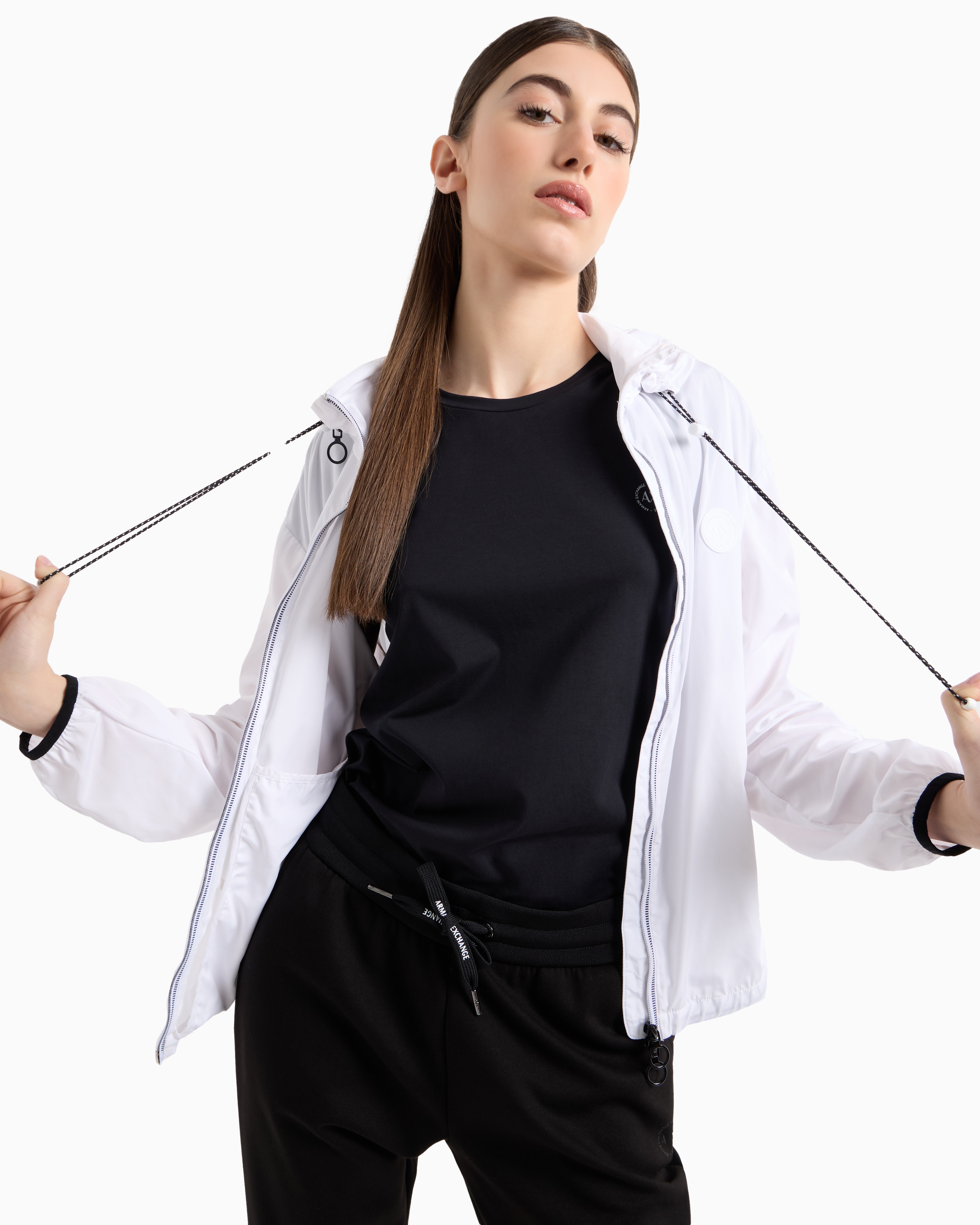 Armani Exchange Jacket With Contrasting Decorative Stitching In White