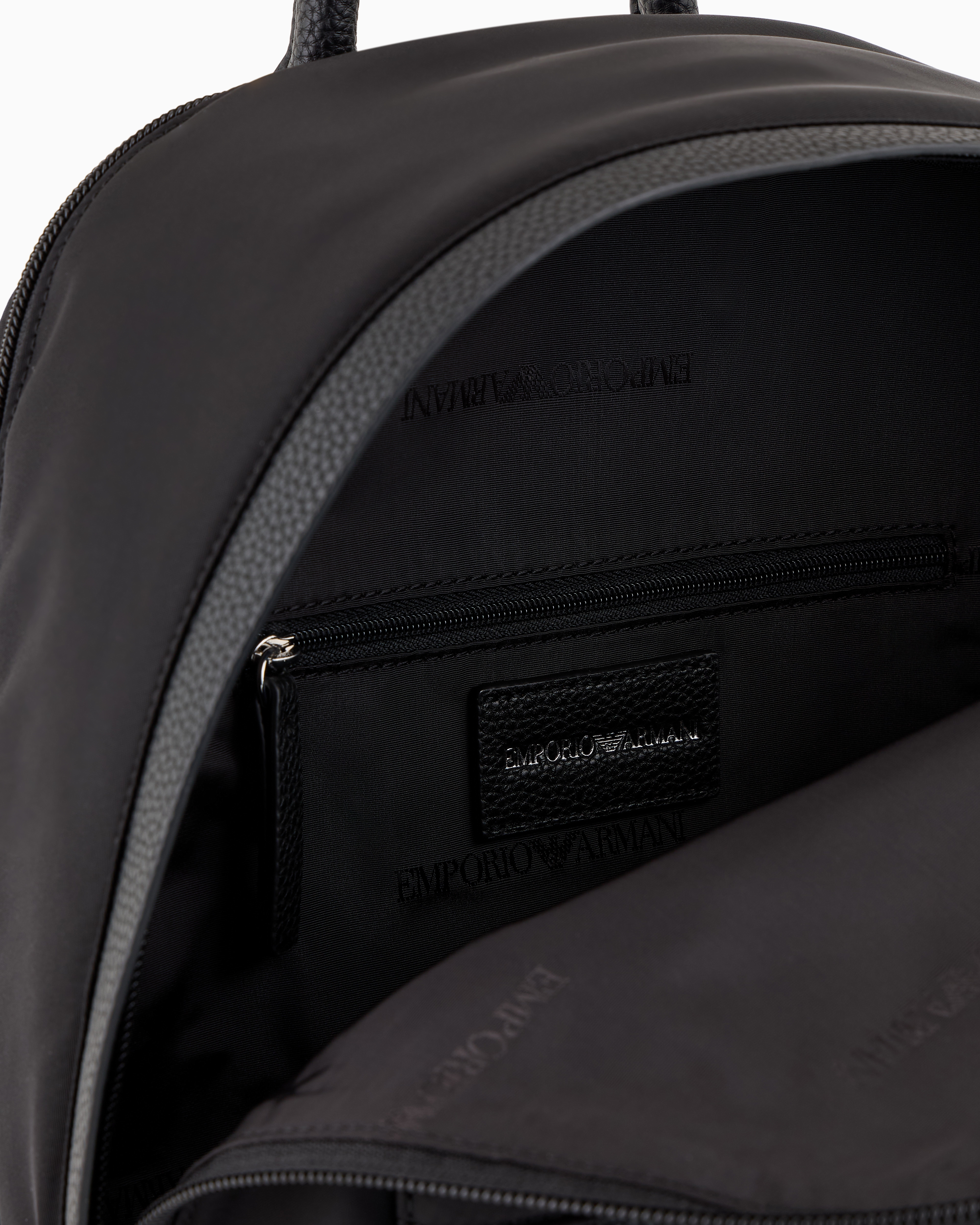 Emporio Armani Official Store Asv Recycled Nylon Backpack With Eagle Plaque In Black