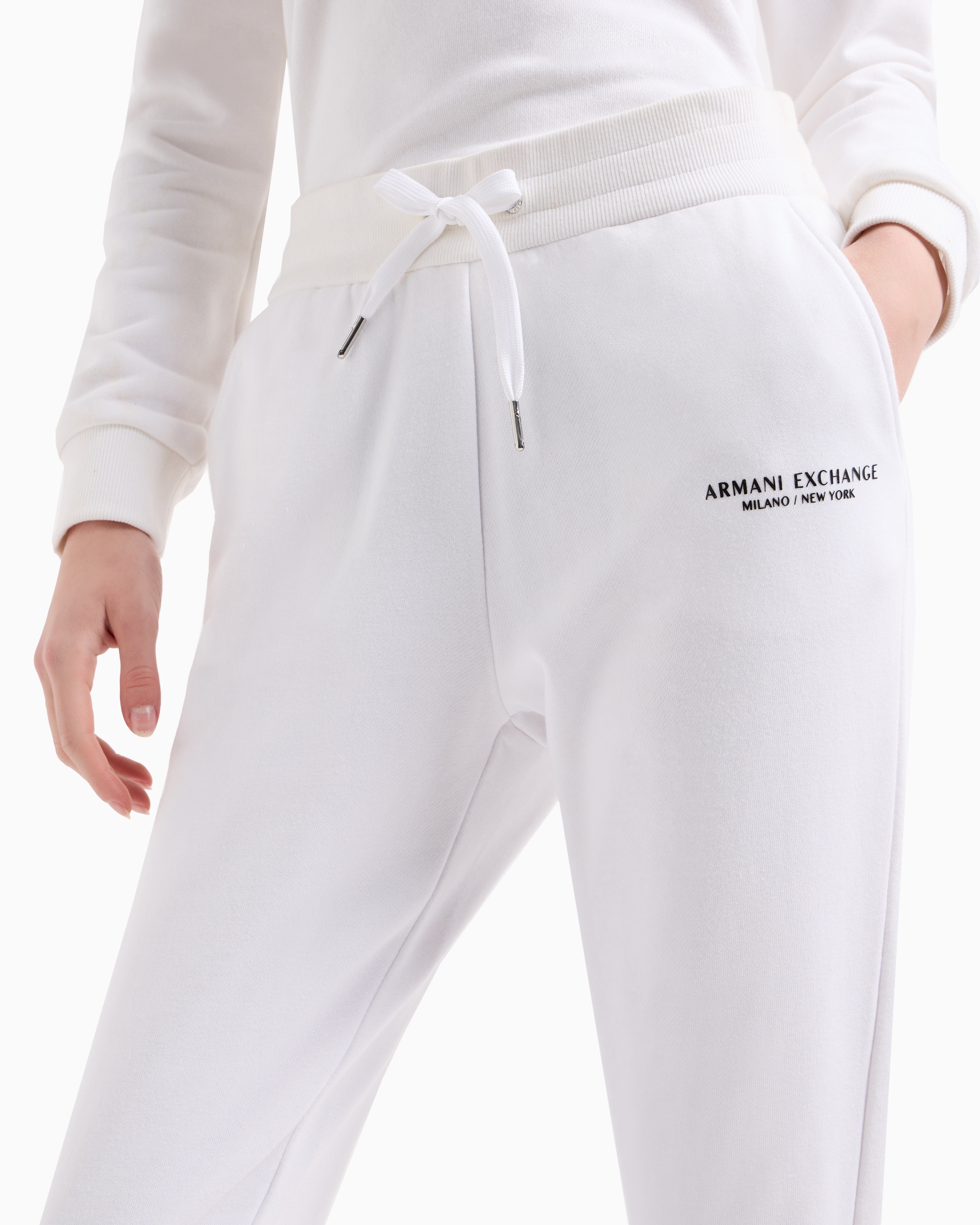 Shop Armani Exchange Milano/new York Sweat Jogger Pants In White