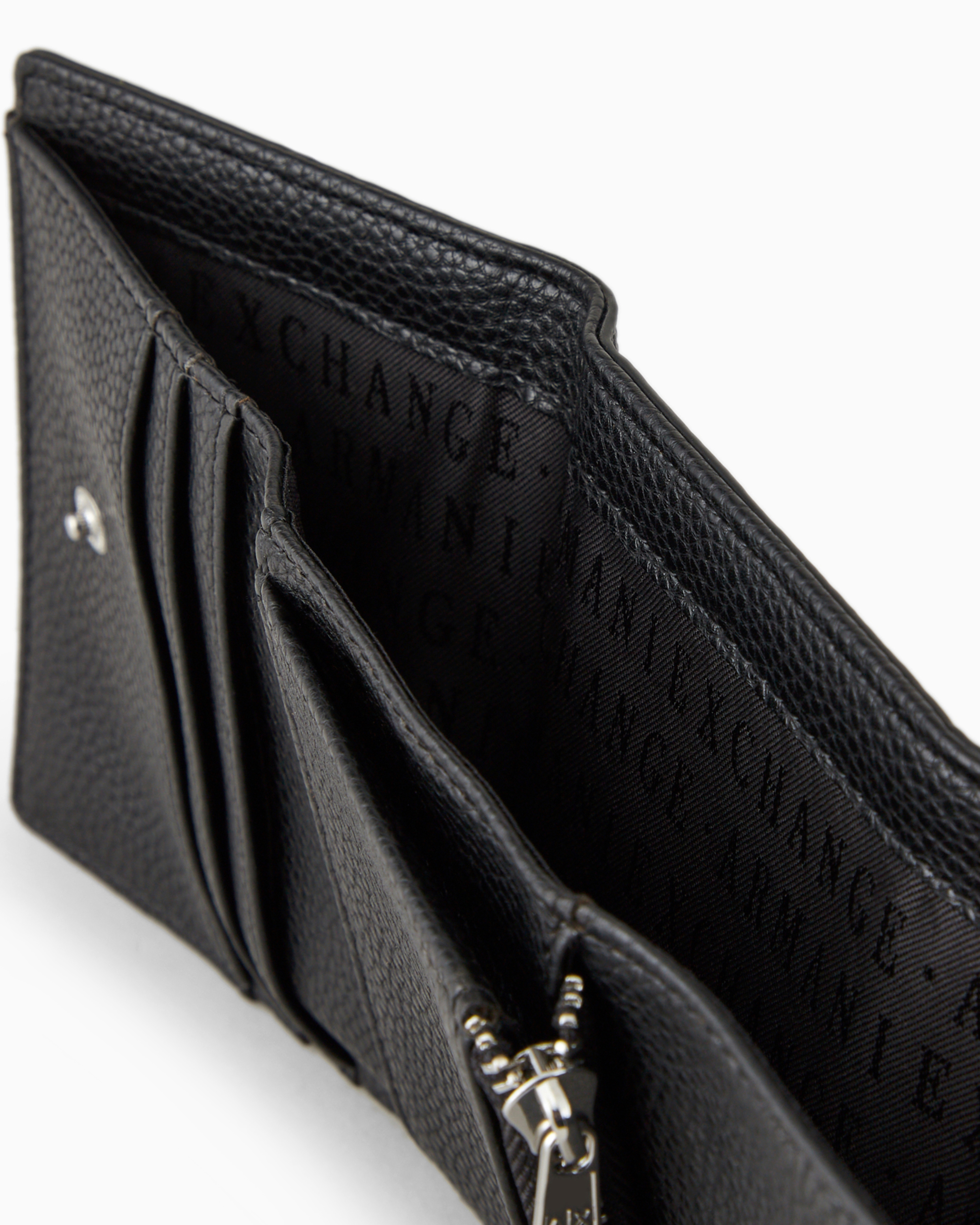 Armani Exchange Mini Wallet With Shaped Stitching In Black