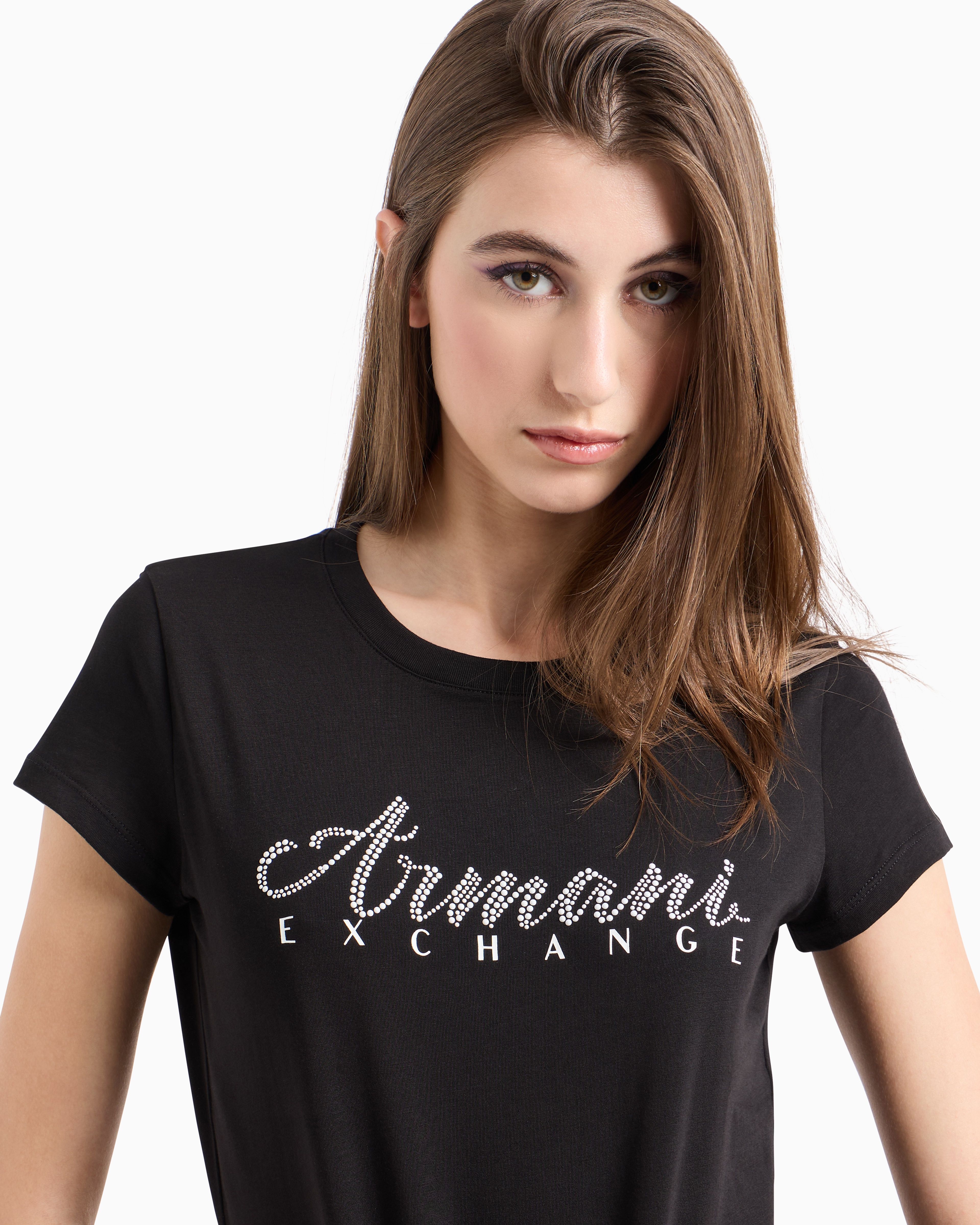 Shop Armani Exchange Slim Fit T-shirt In Stretch Cotton Jersey In Black