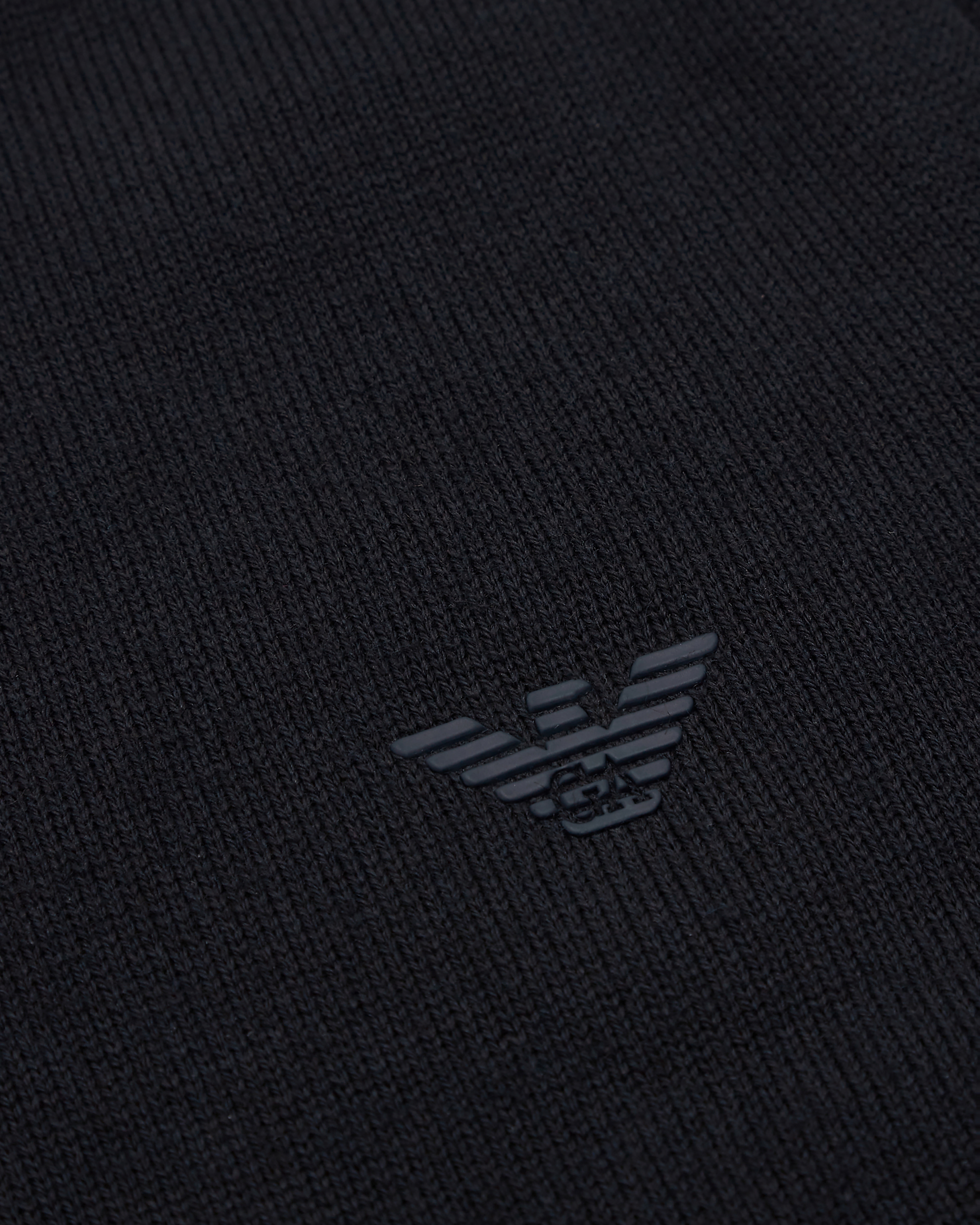 Emporio Armani Wool-blend Jumper With Micro-eagle Embroidery In Navy Blue
