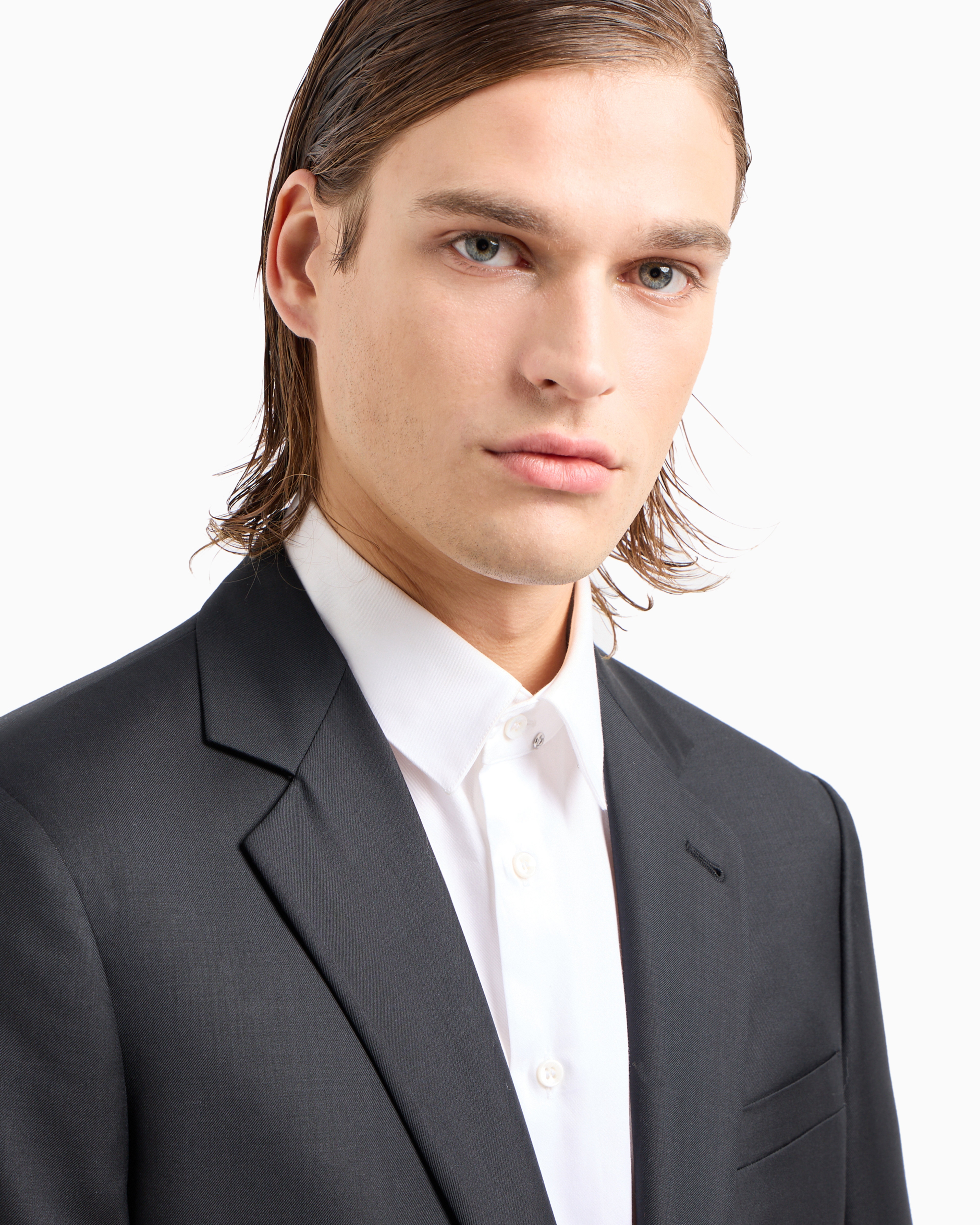 Shop Giorgio Armani Soho Line Single-breasted Suit In Wool And Cashmere In Black