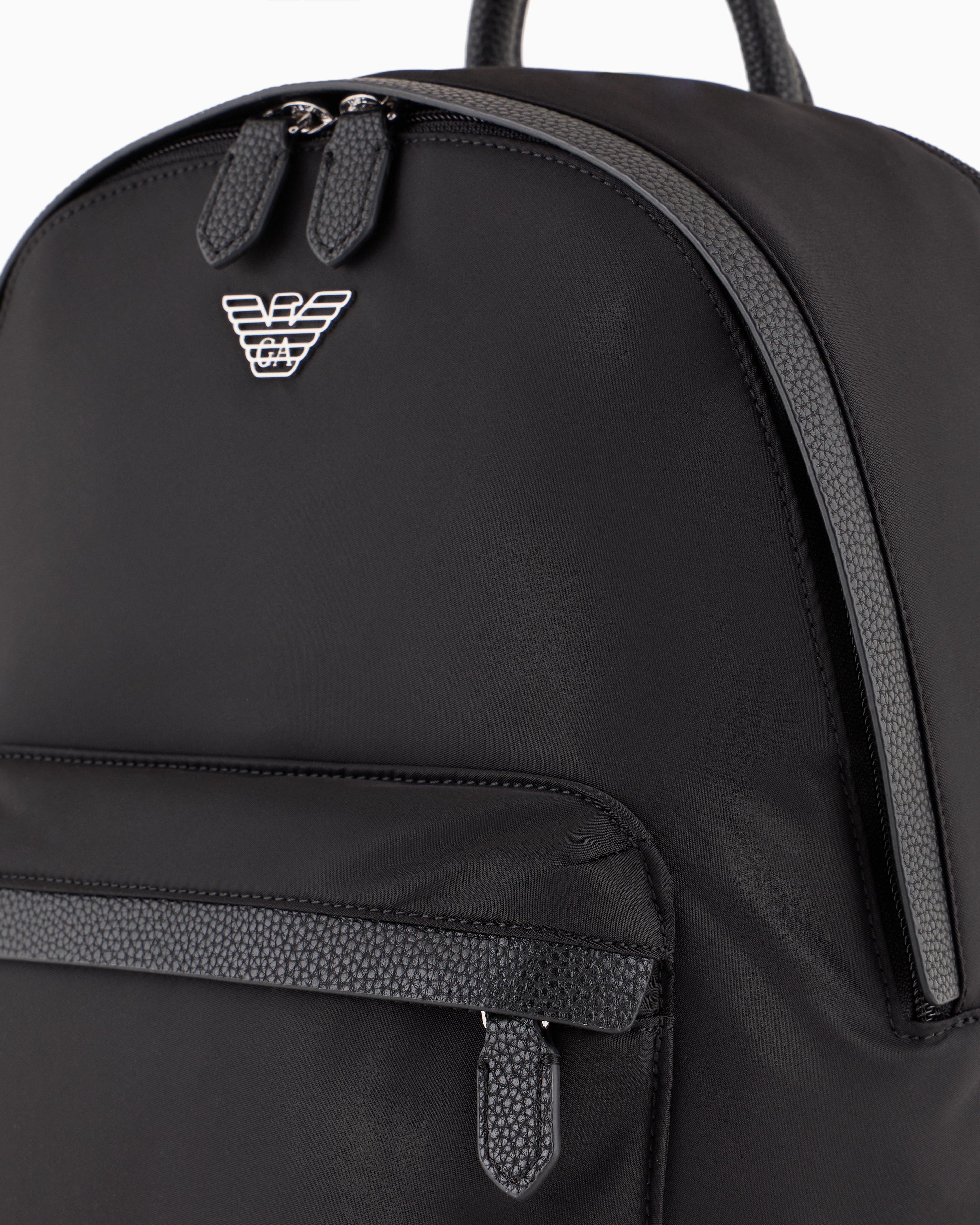 Emporio Armani Official Store Asv Recycled Nylon Backpack With Eagle Plaque In Black