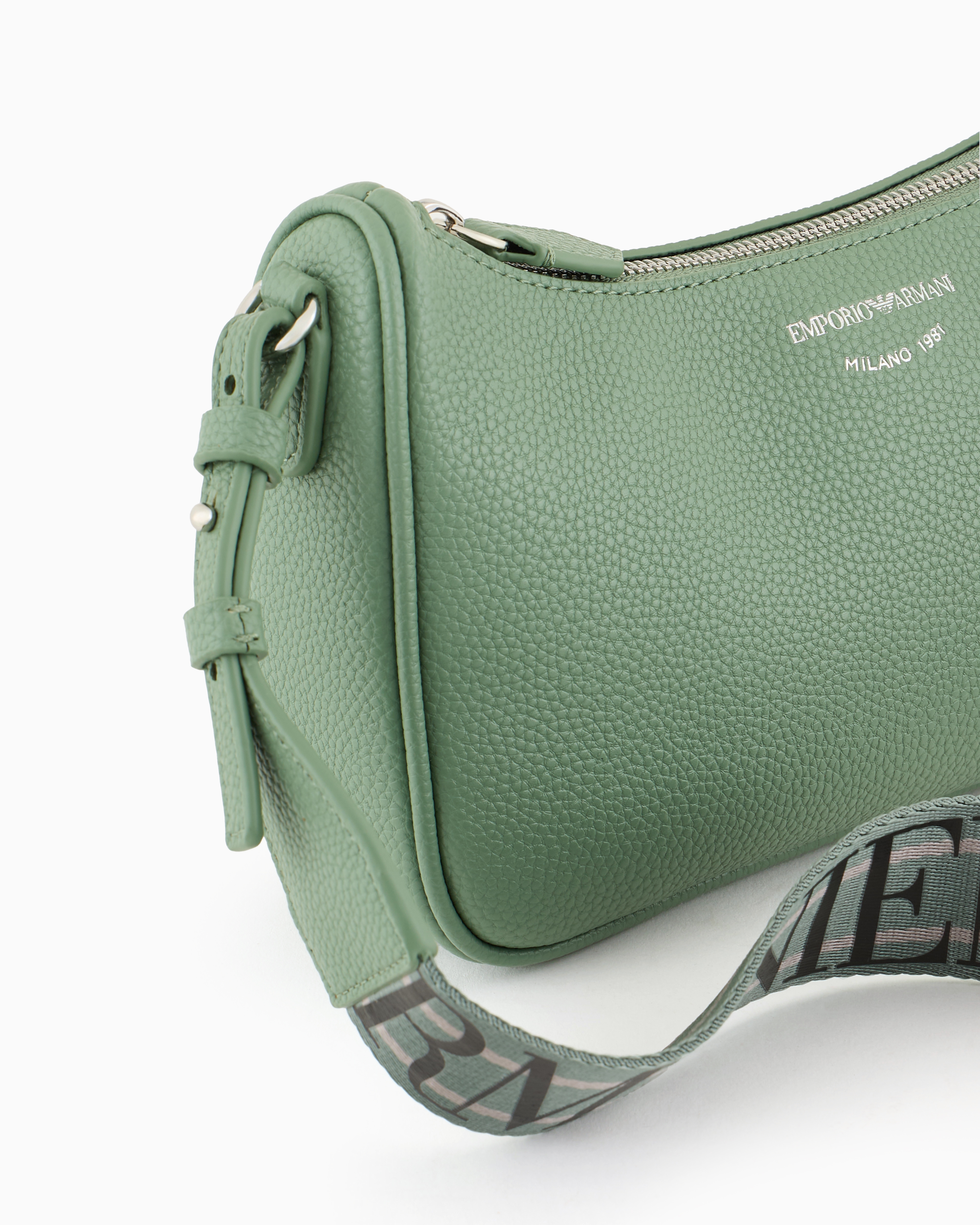 Emporio Armani Official Store Baguette Bag With Deer Print In Light Green