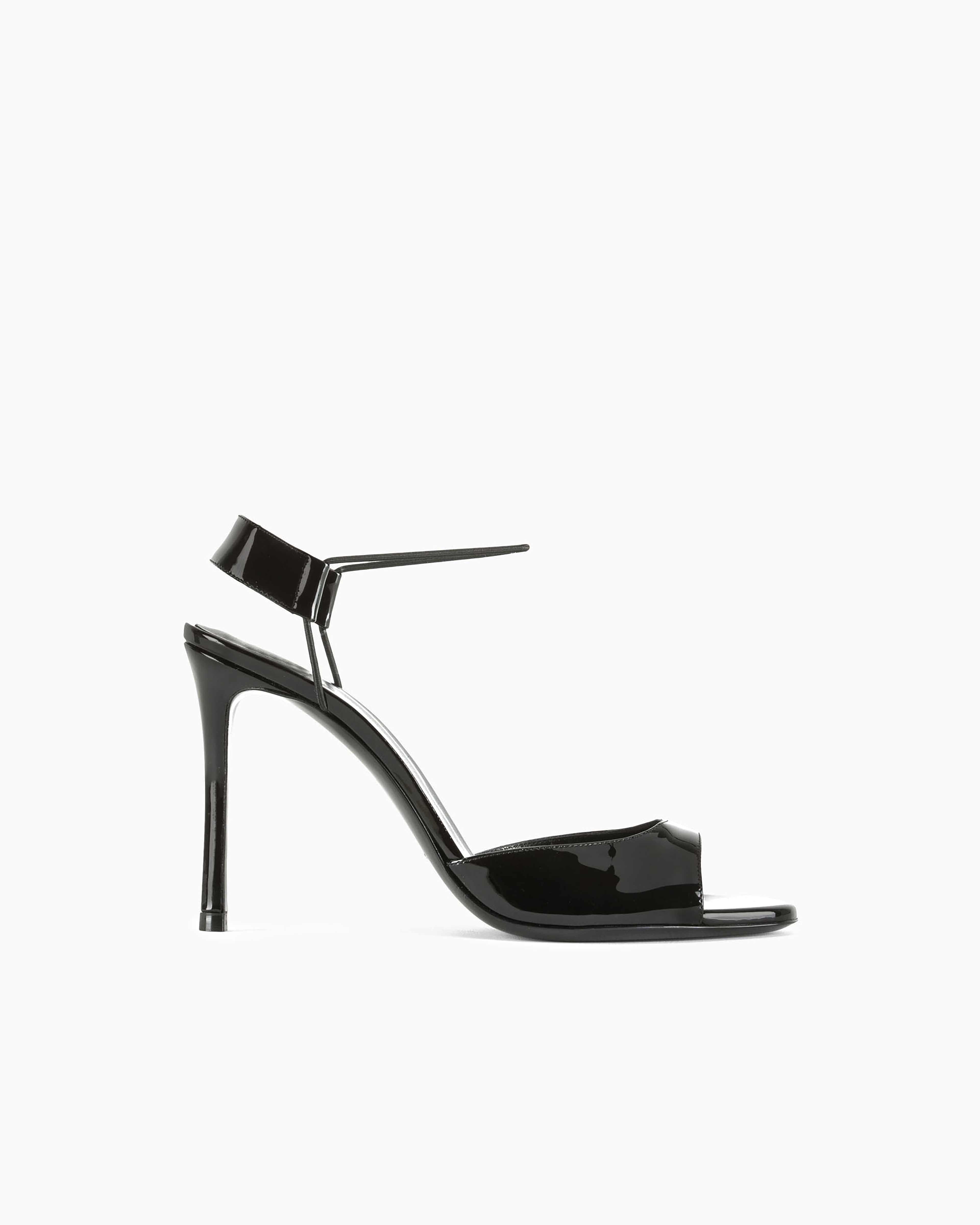 Giorgio Armani Official Store High-heeled Sandals In Smooth Patent Leather In Black