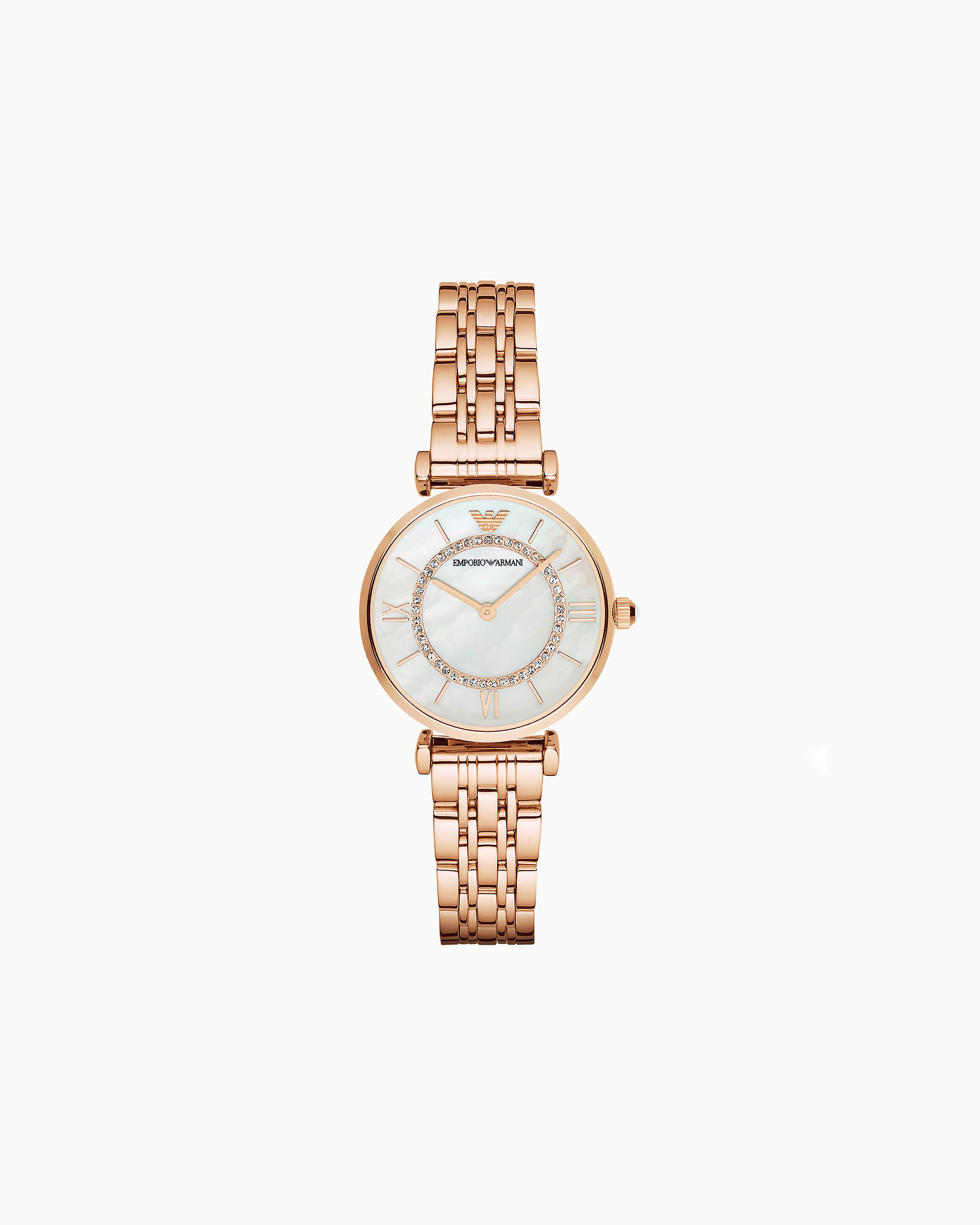 Shop Emporio Armani Women's Two-hand Rose Gold-tone Stainless Steel Watch In Multicoloured