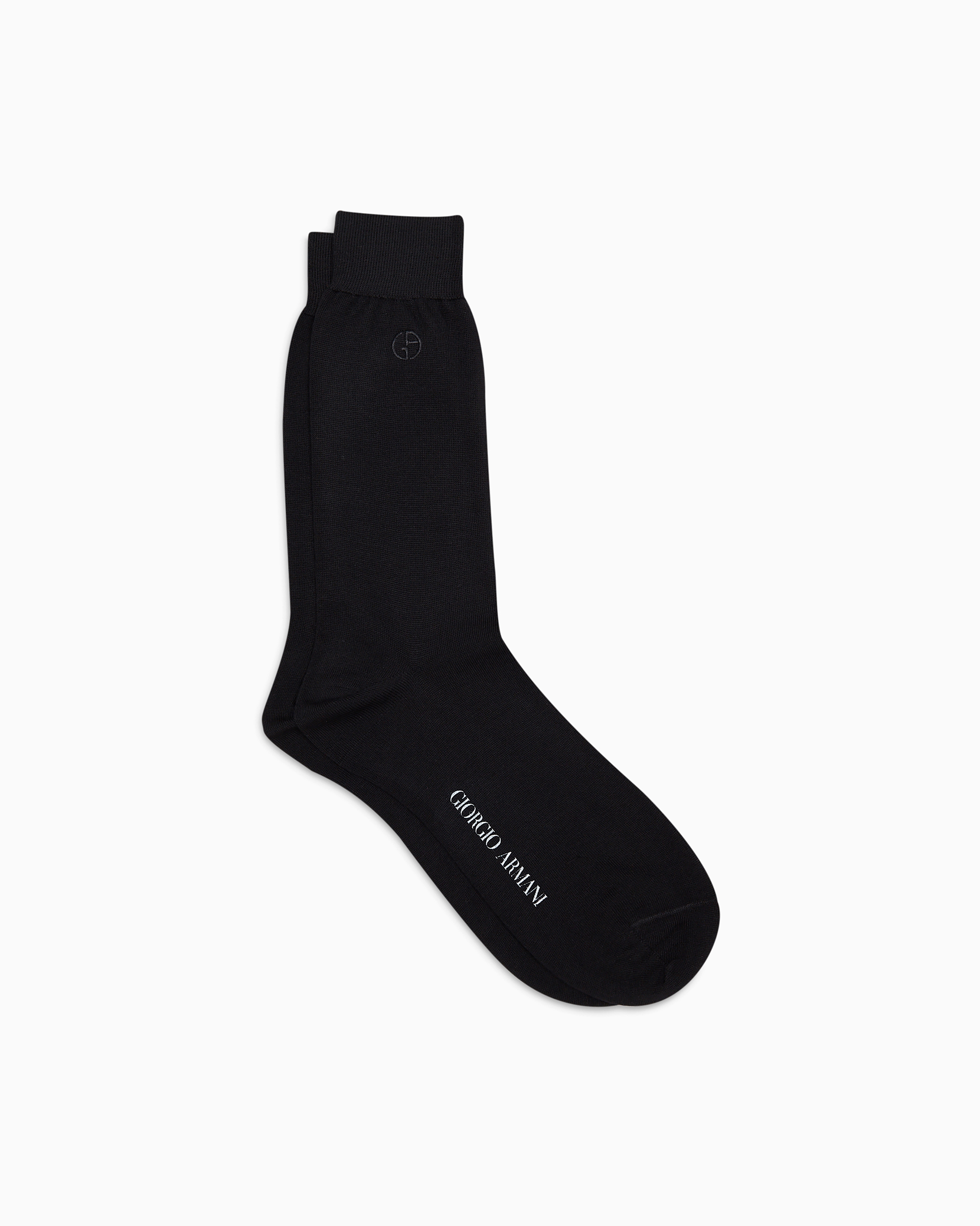 Shop Giorgio Armani Kurze Socken Von Lisle In Schwarz