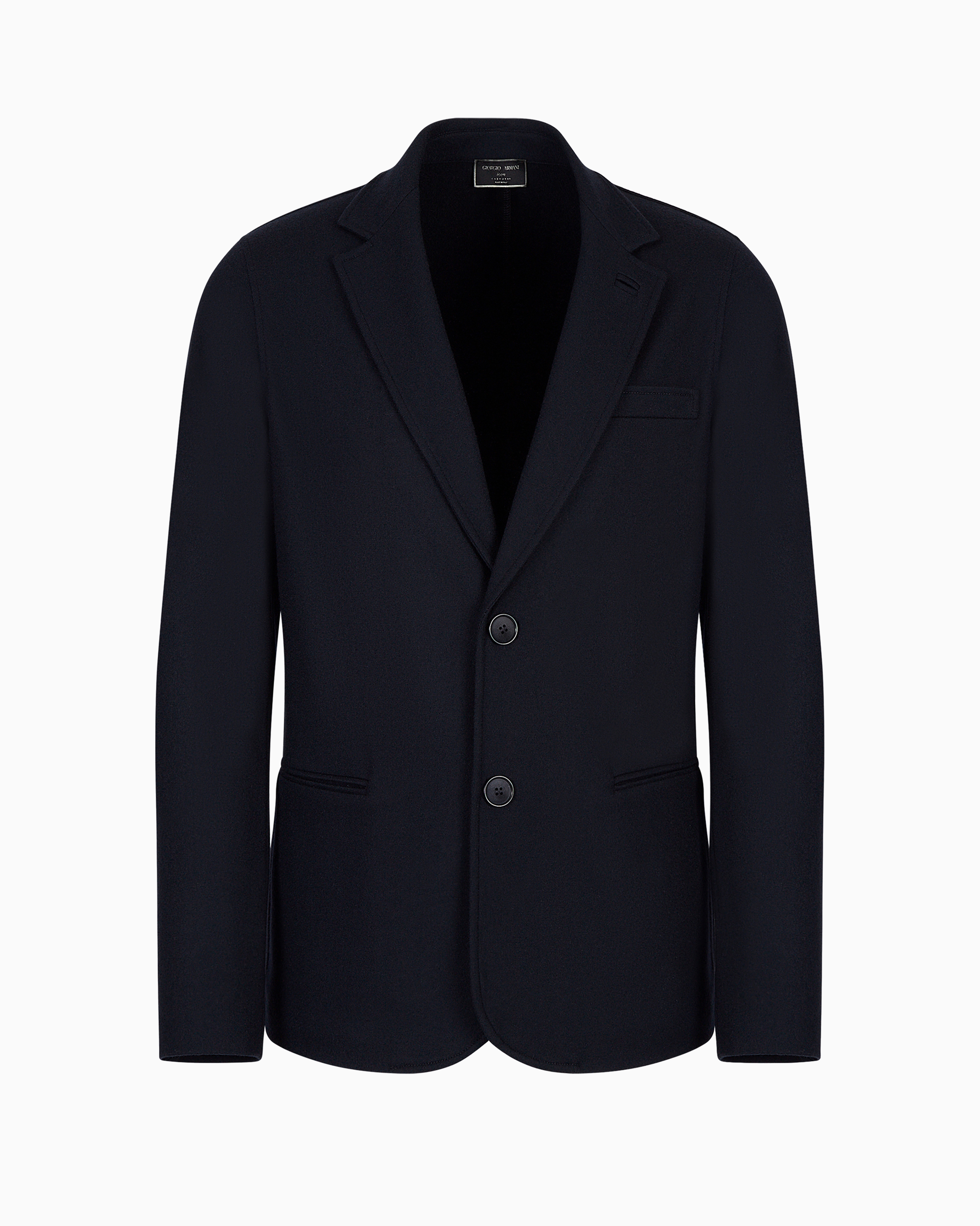 Giorgio Armani Official Store Icon Single-breasted Jacket In Pure Cashmere Jersey Cloth In Navy Blue