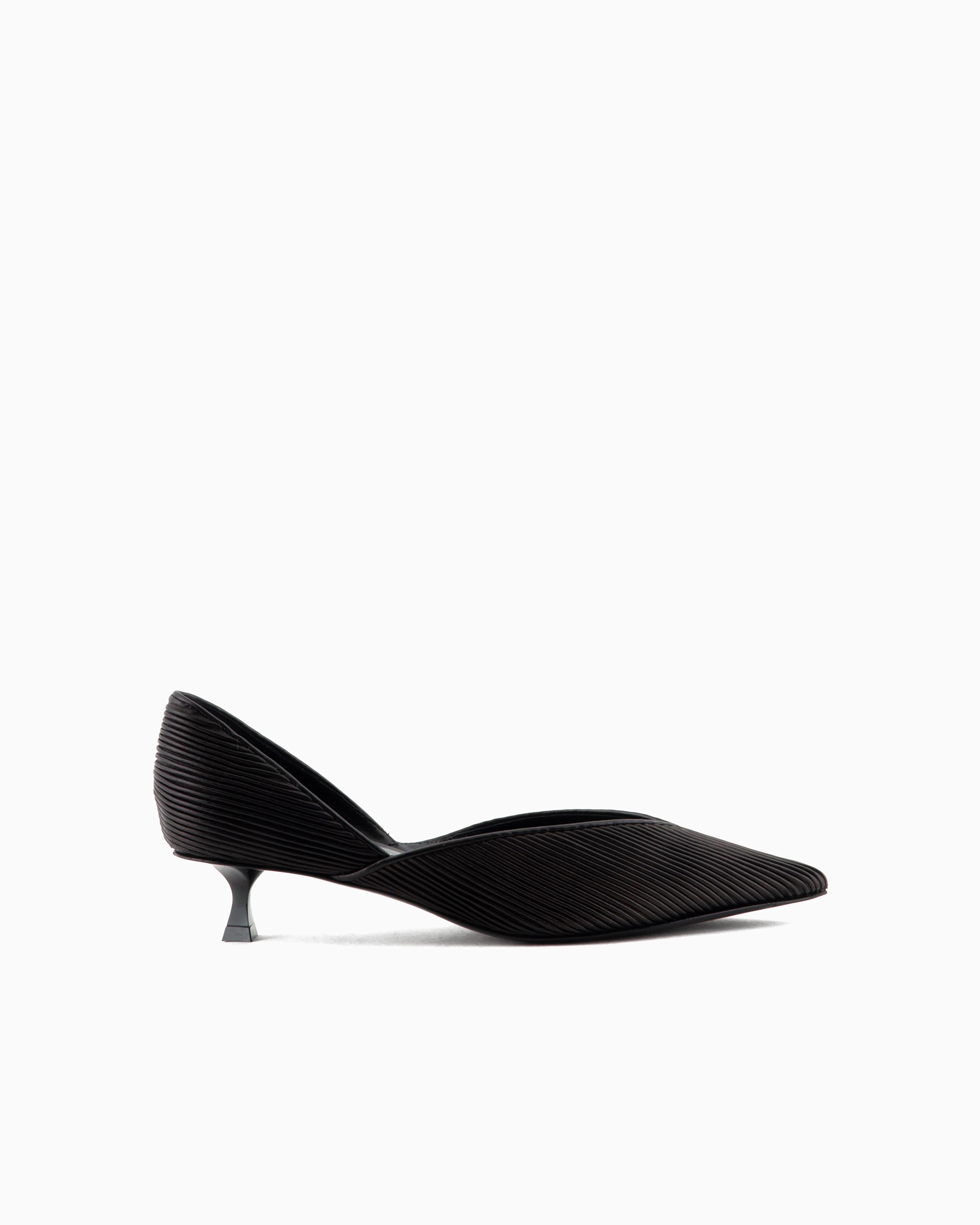 Giorgio Armani Official Store Pleated Nappa-leather Court Shoes In Black