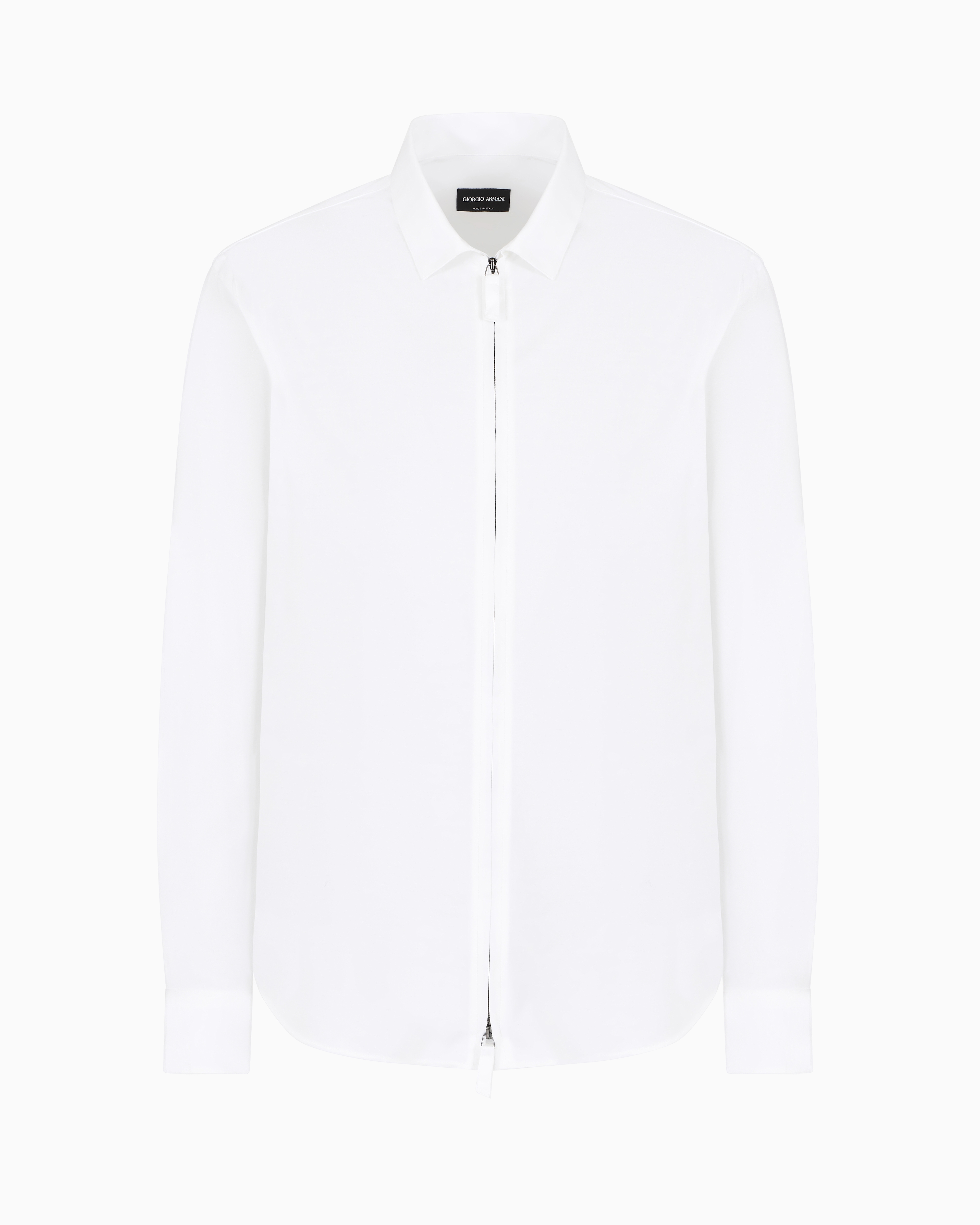 Giorgio Armani Official Store Cotton-jersey Zipped Shirt In White