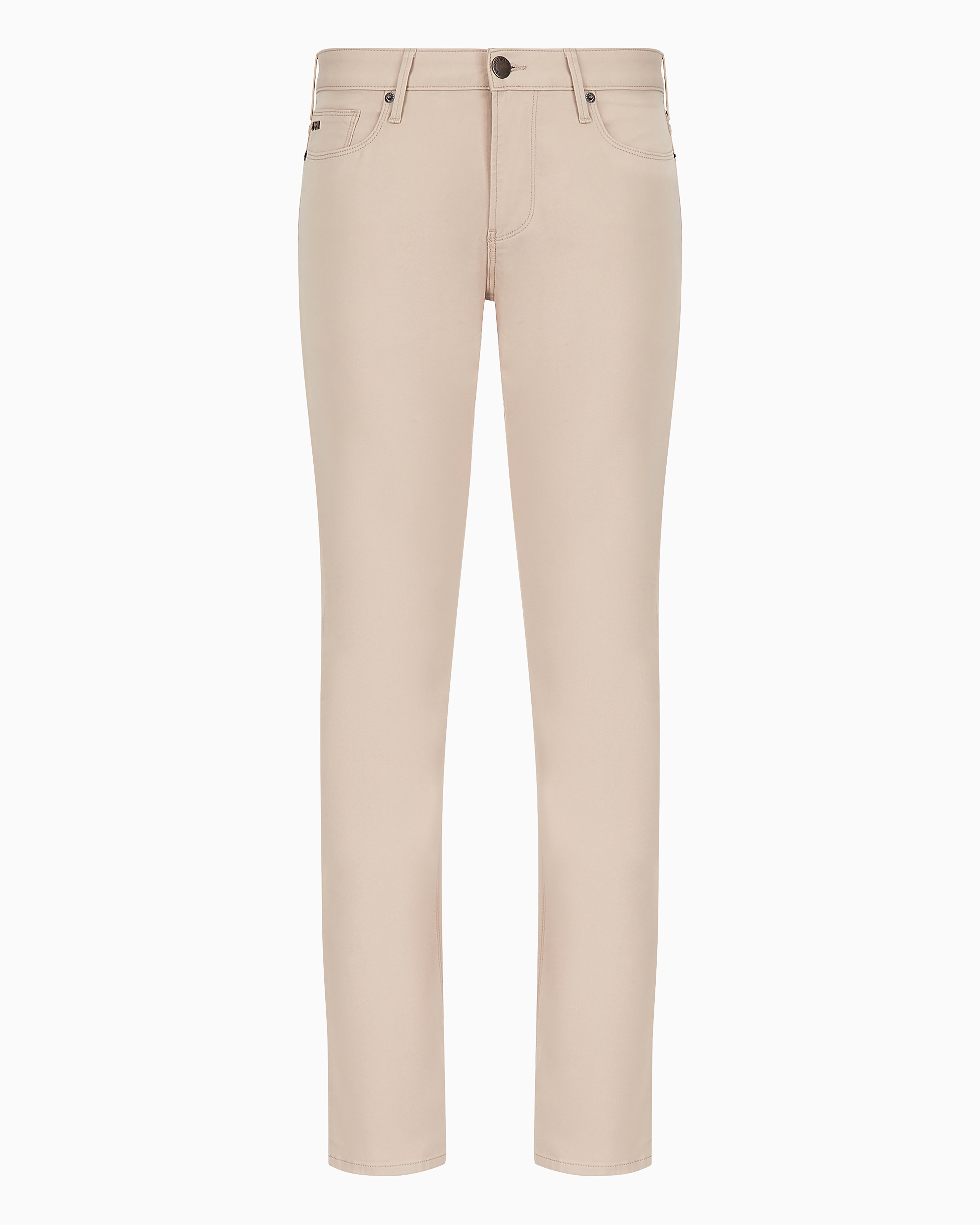 Emporio Armani J06 Comfort Stretch-gabardine, Slim-fit Trousers In Beige