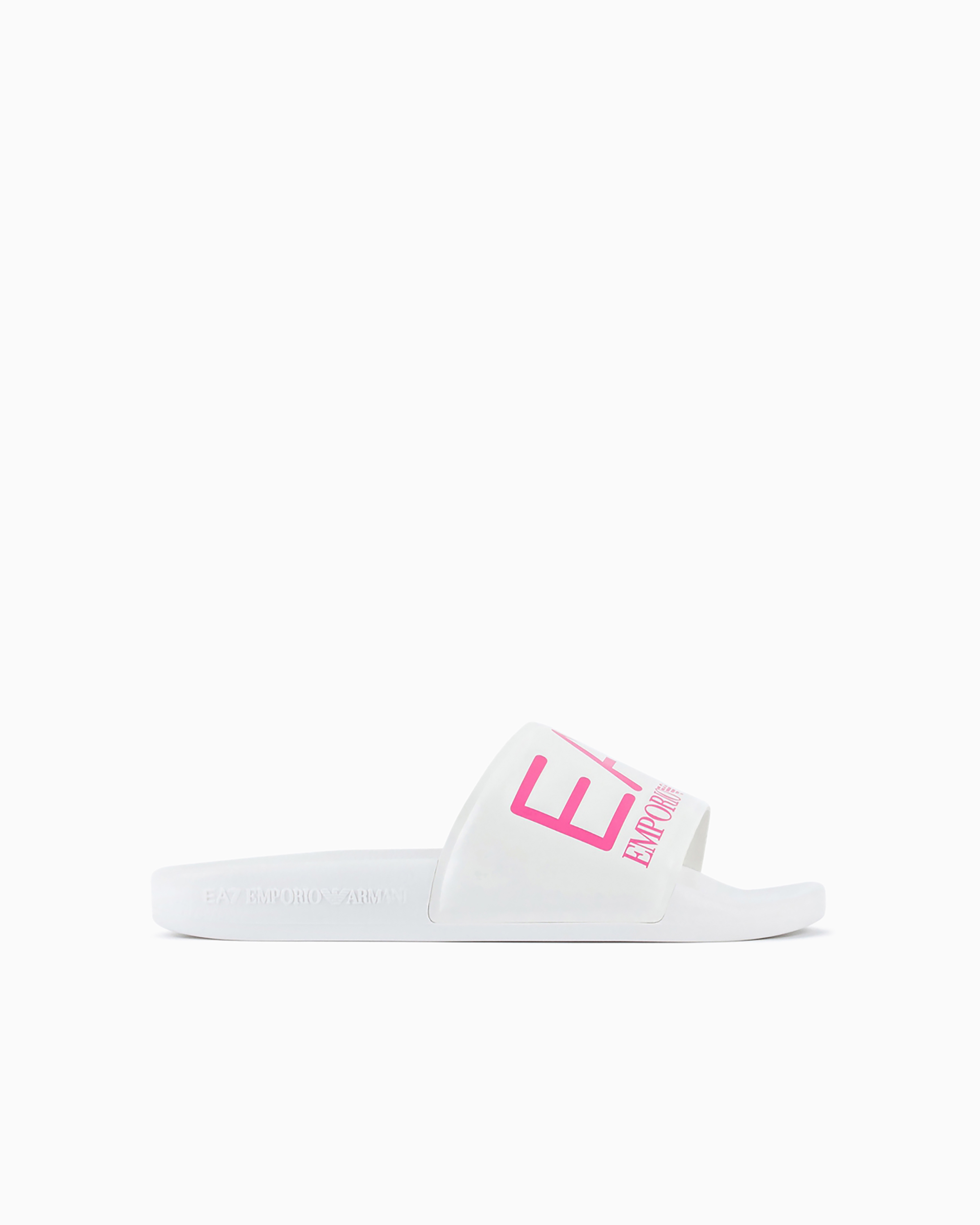 Emporio Armani Sliders With Oversized Ea7 Logo In Two-tone