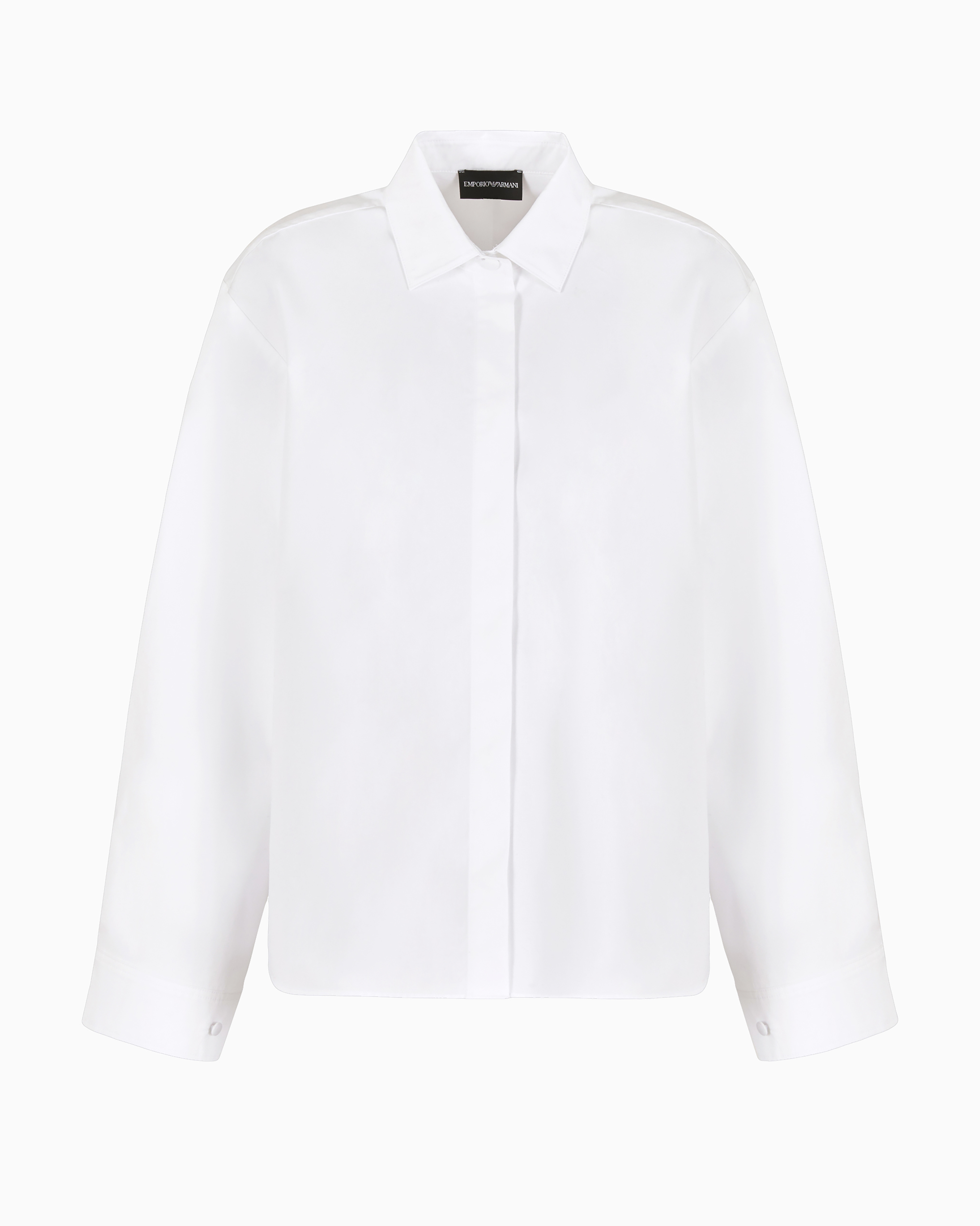 Emporio Armani Official Store Oversized Shirt In Sanded Cotton With Kimono Sleeves In White