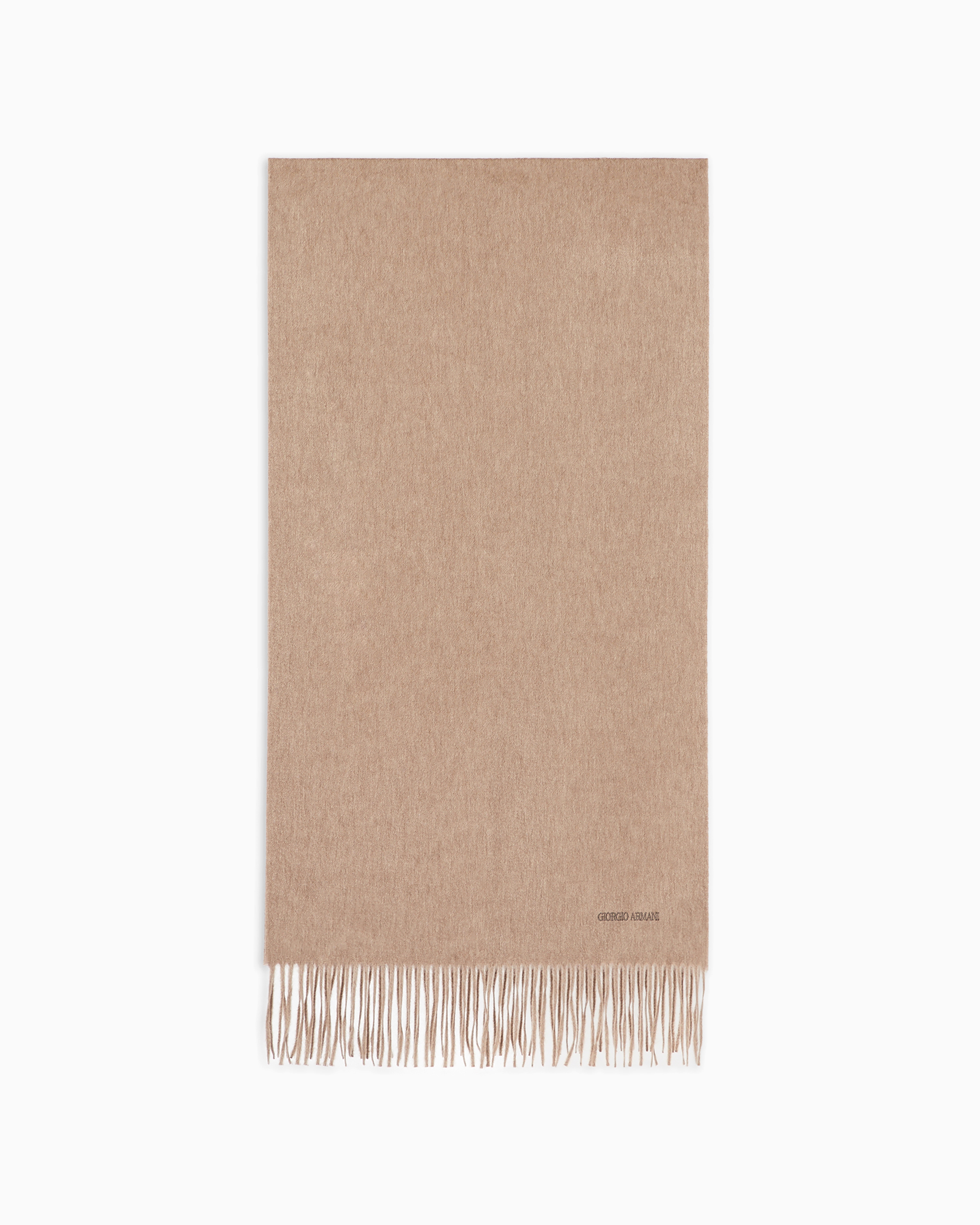 Giorgio Armani Official Store Cashmere Stole With Fringing In Neutral