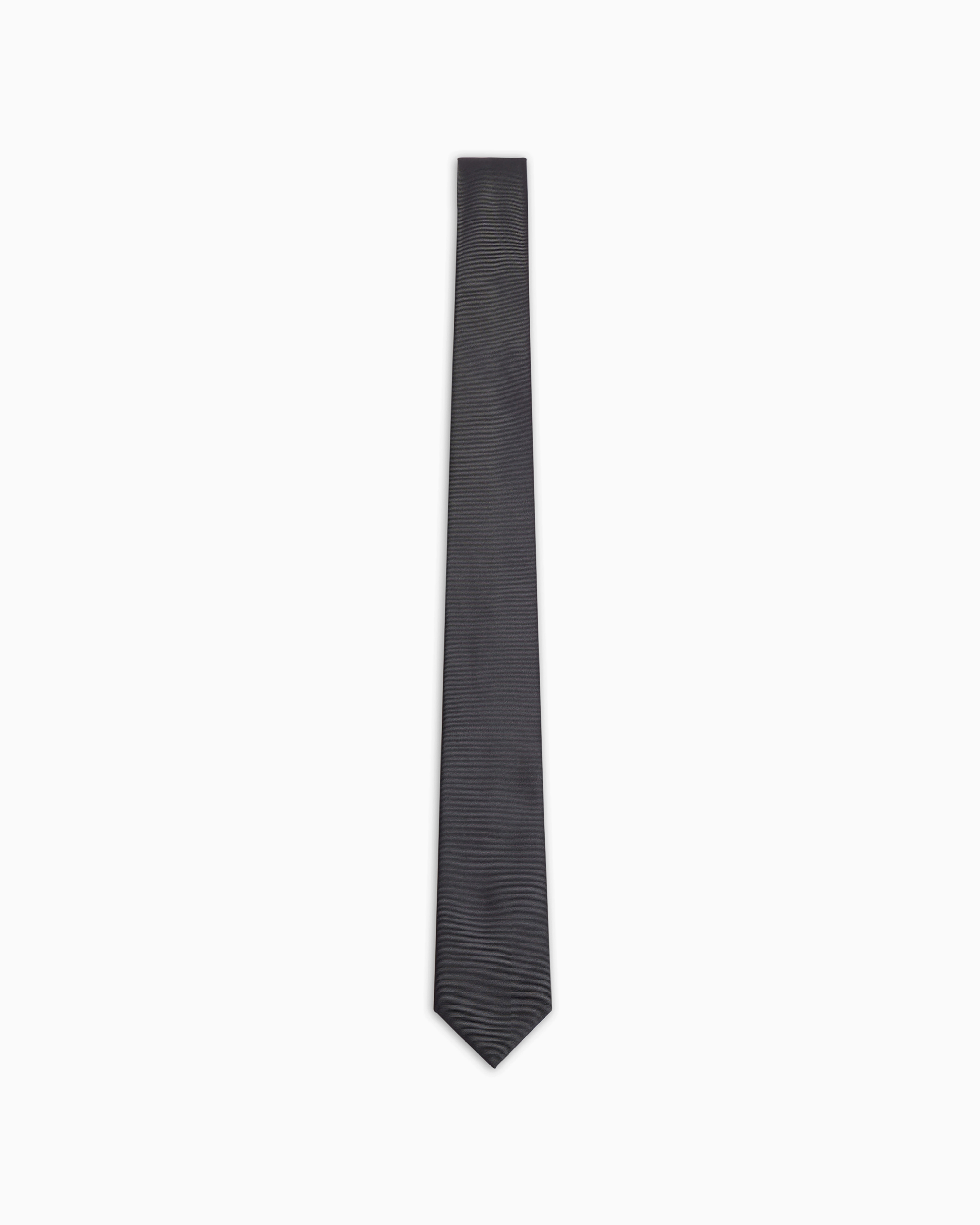 Emporio Armani Official Store Ottoman-style Pure Silk Tie In Dark Gray