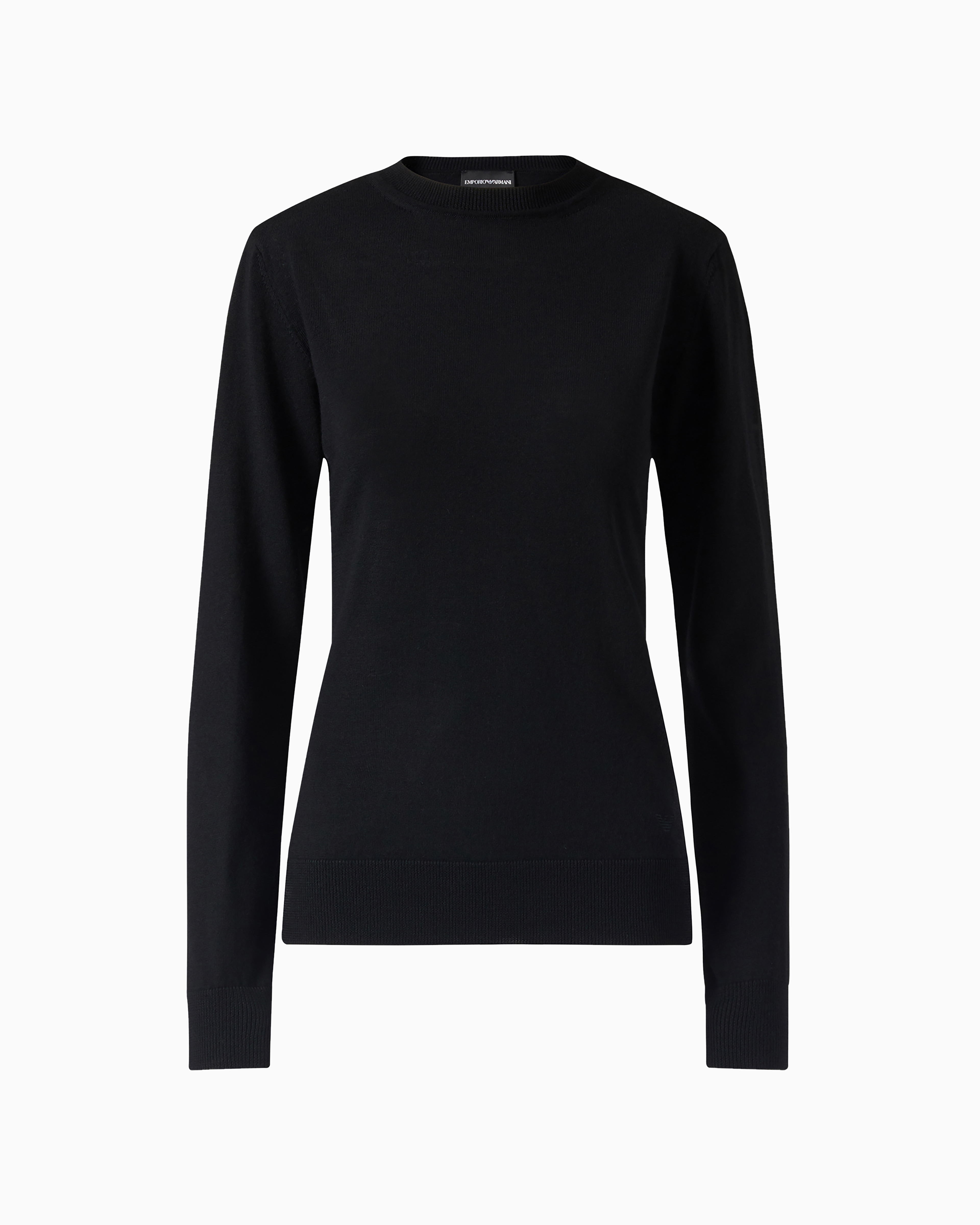 Emporio Armani Crew-neck Jumper In Pure Virgin Wool In Black